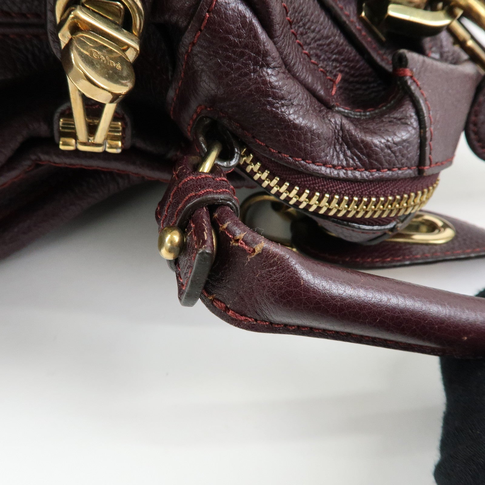 Chloe Paraty Leather 2Way Bag Shoulder Bag Hand Bag Purple