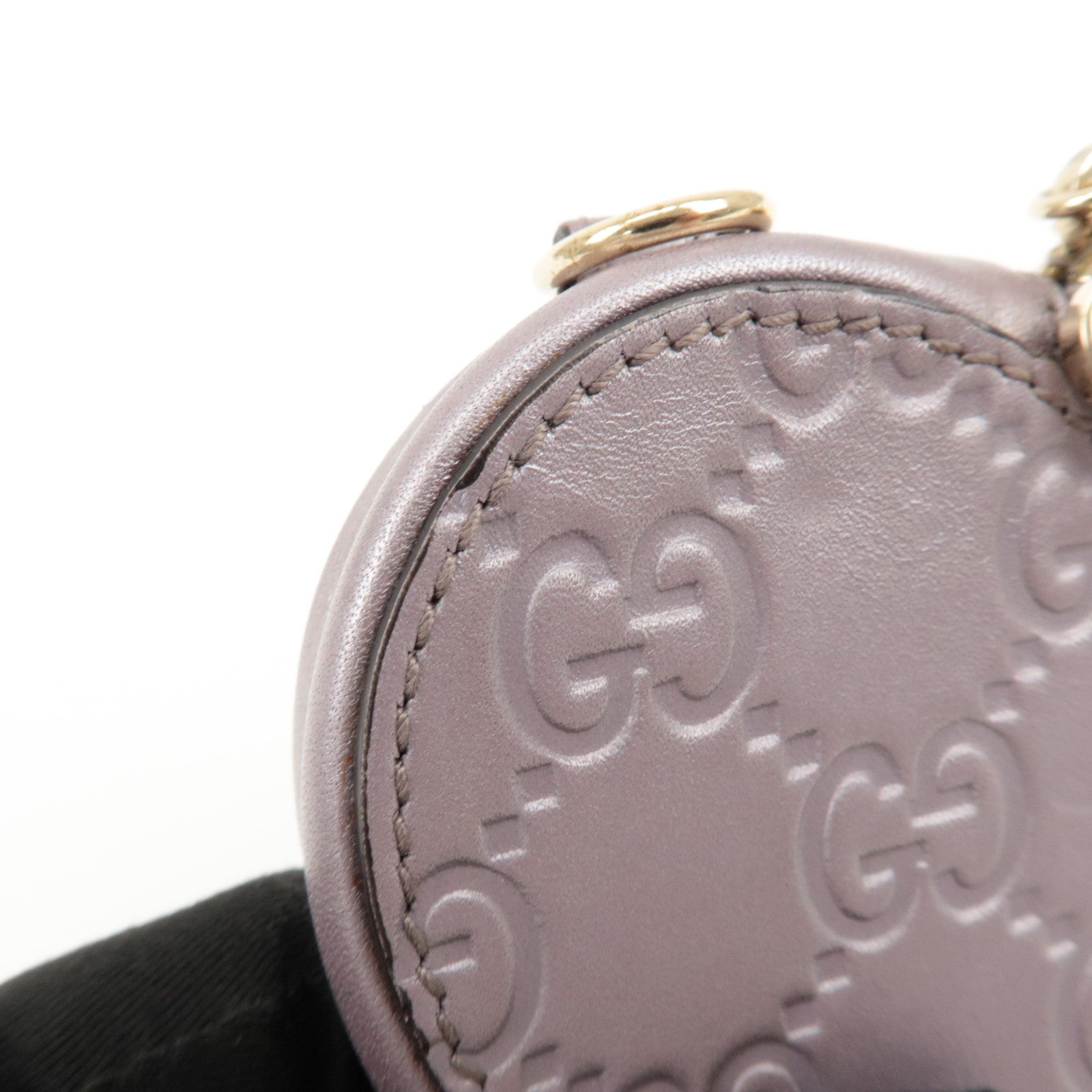 GUCCI Lovely Heart Guccissima Leather Coin Case Light Purple 152615 Used