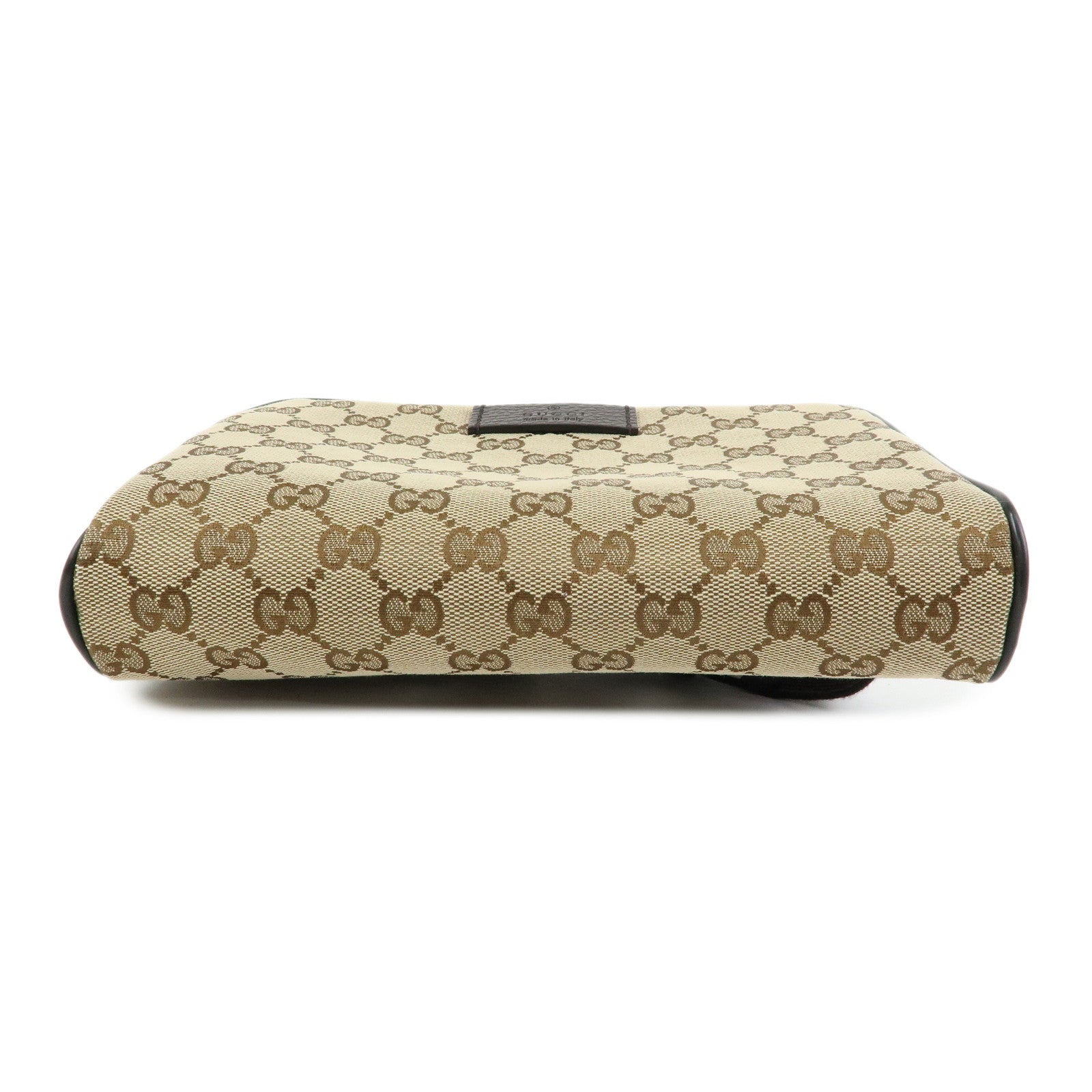 GUCCI GG Canvas Leahter Waist Pouch Body Bag Beige Brown 449174