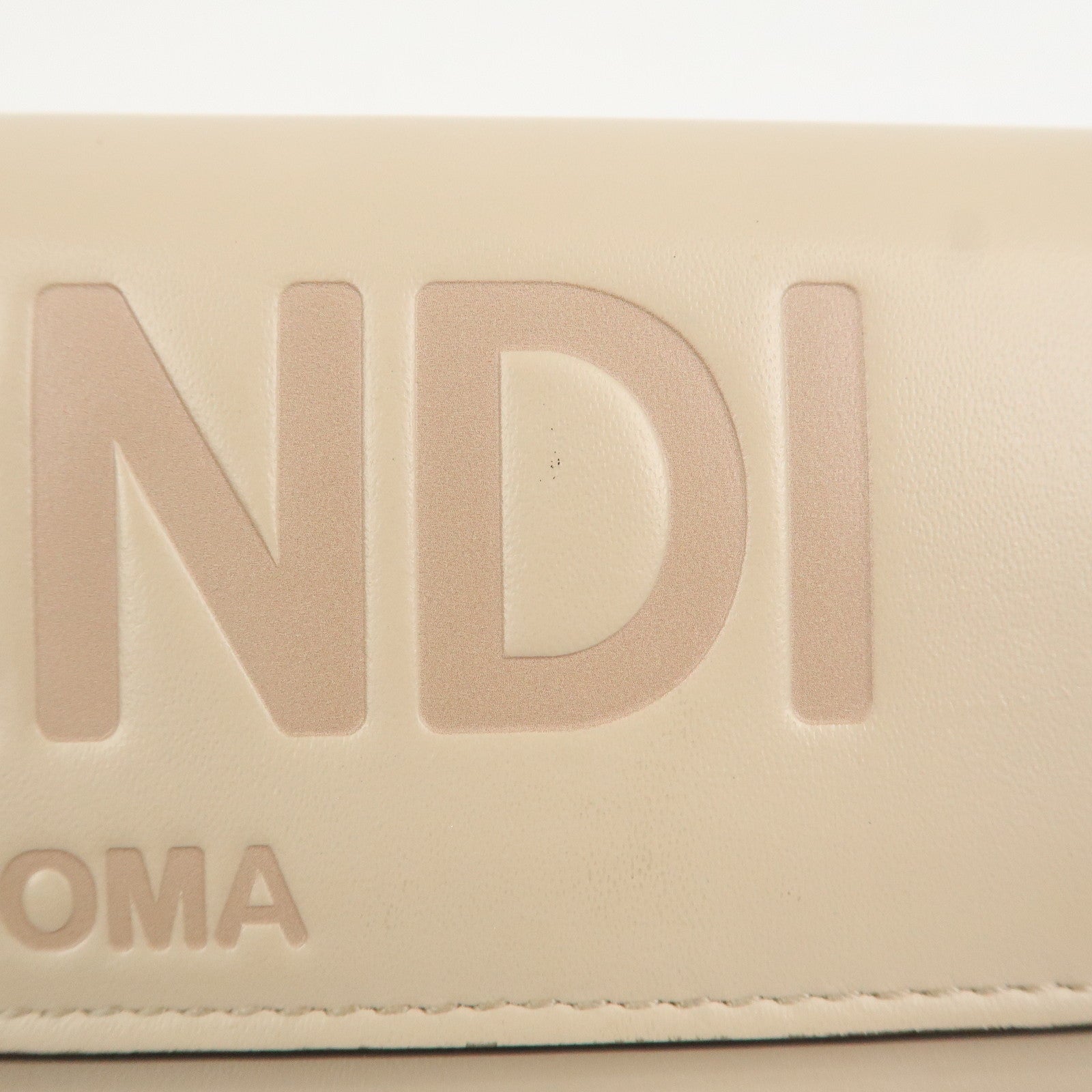 FENDI Logo Leather Flap Continental Long Wallet Beige 8M0251