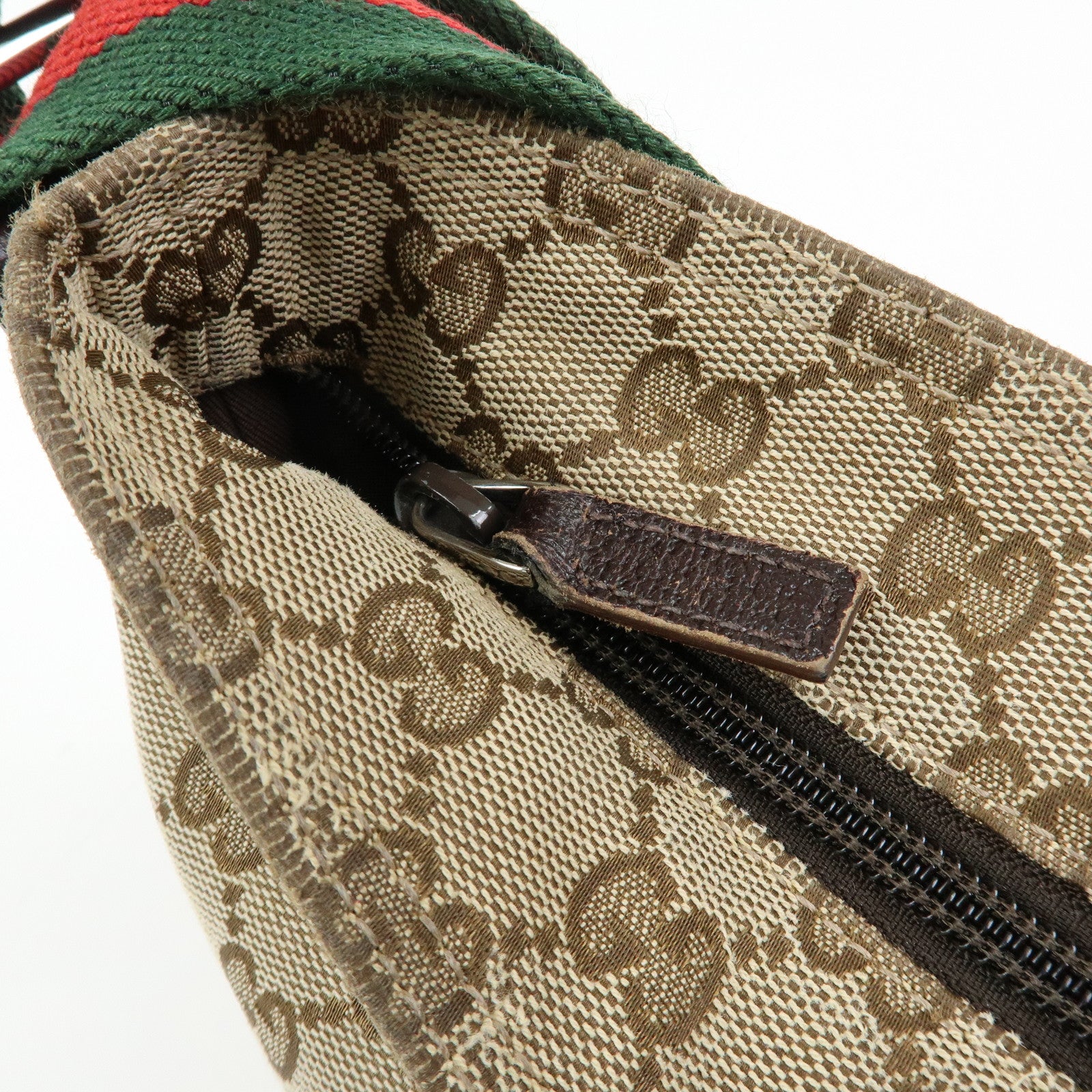 GUCCI Sherry GG Canvas Leather Shoulder Crossbody Bag Beige 189749