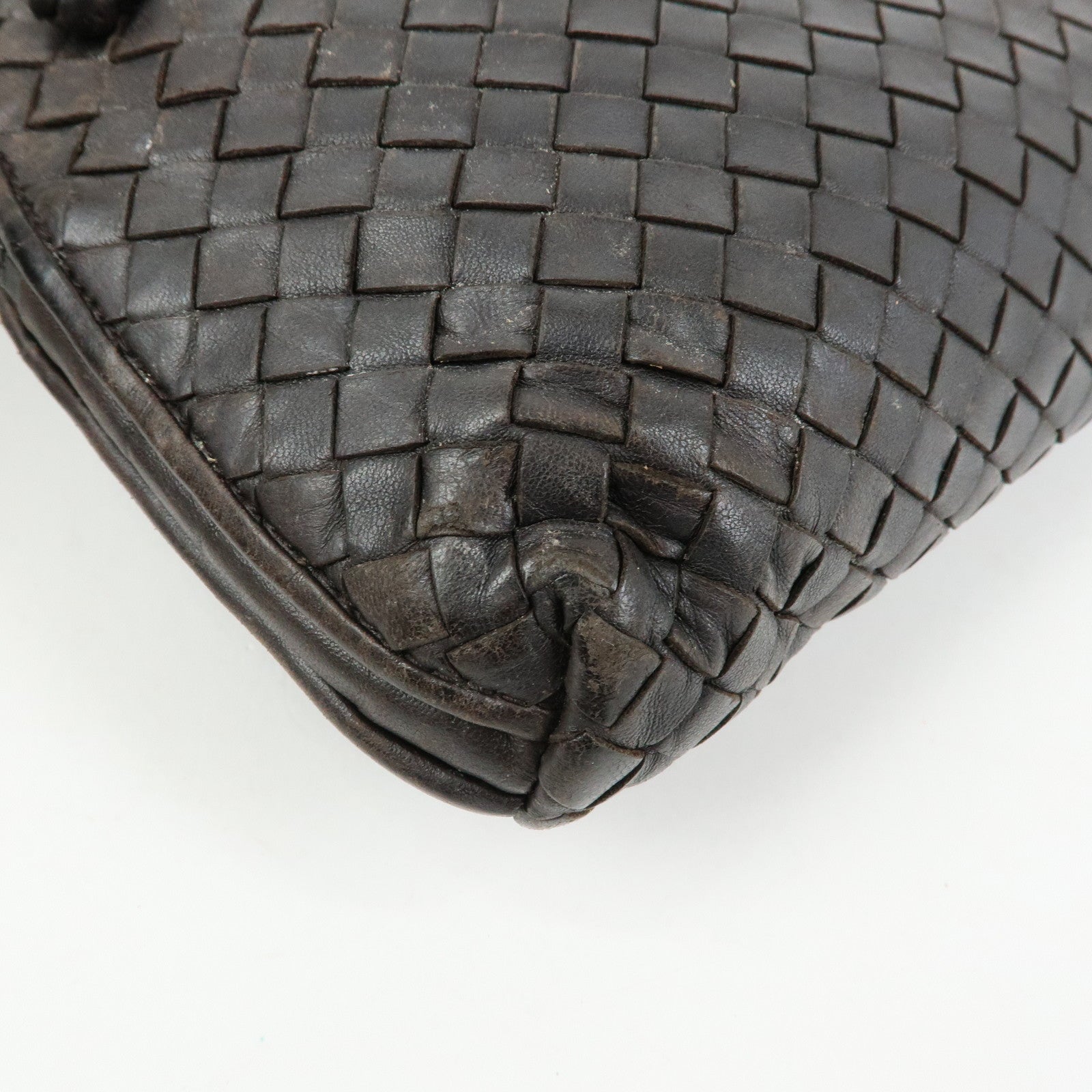 BOTTEGA VENETA Intrecciato Nodini Leather Shoulder Bag Brown 245354