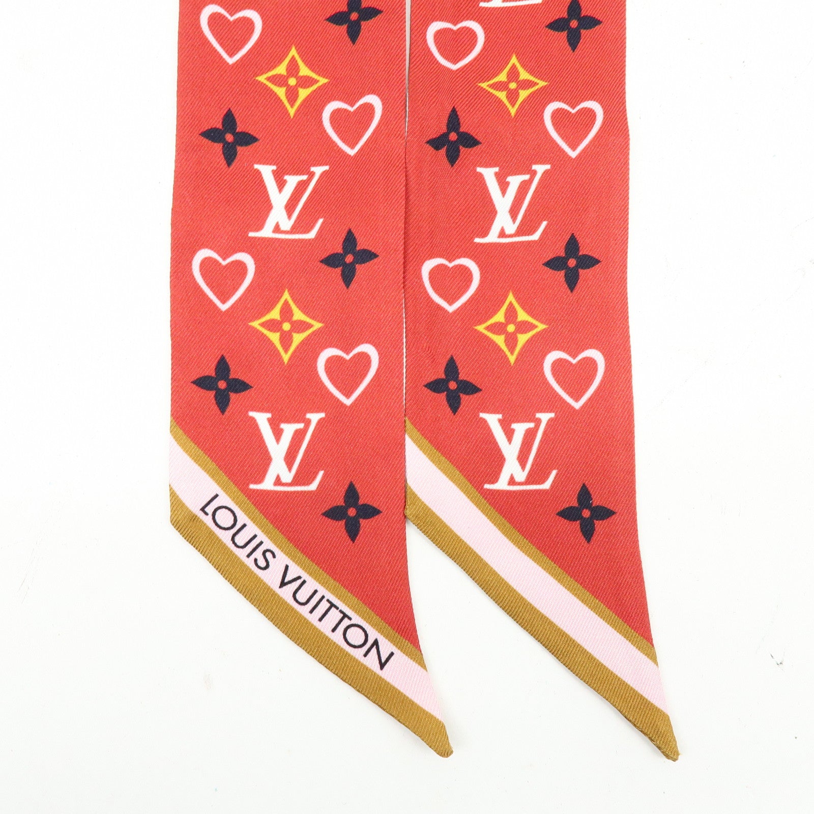 Louis Vuitton Bandeau BB My Tour LV Silk 100% Scarf Red M78117