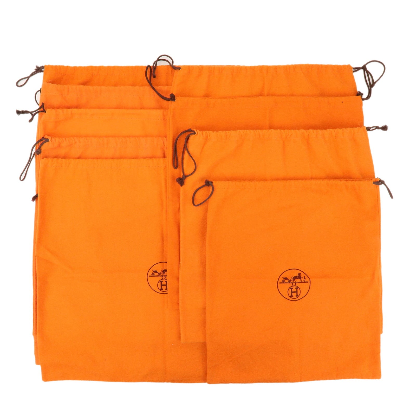 HERMES Set of 9 Dust Bag Storage Bag Drawstring Orange
