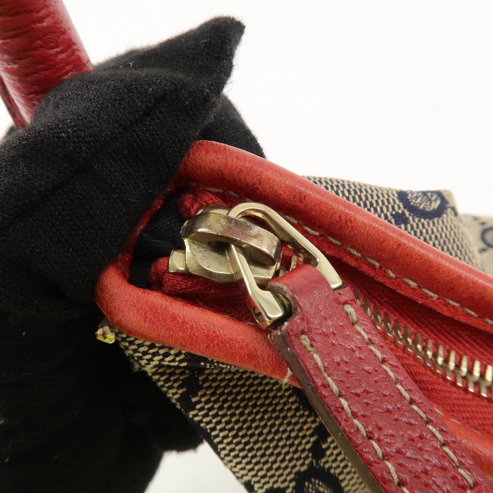 GUCCI Abbey GG Canvas Leather Shoulder Bag Hand Bag Beige Red 130738 Used