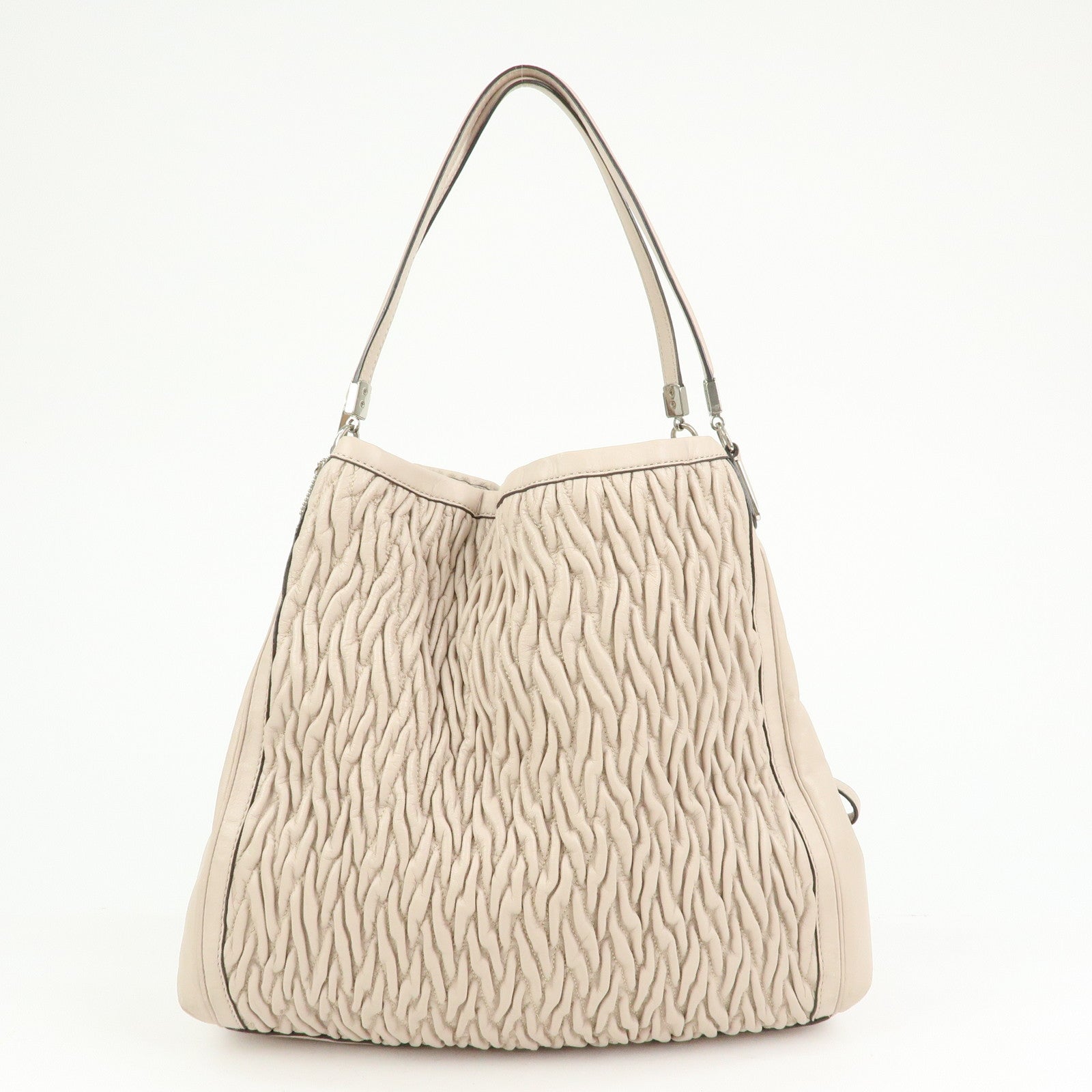 COACH Madison Leather Shoulder Bag Hand Bag Pink Beige