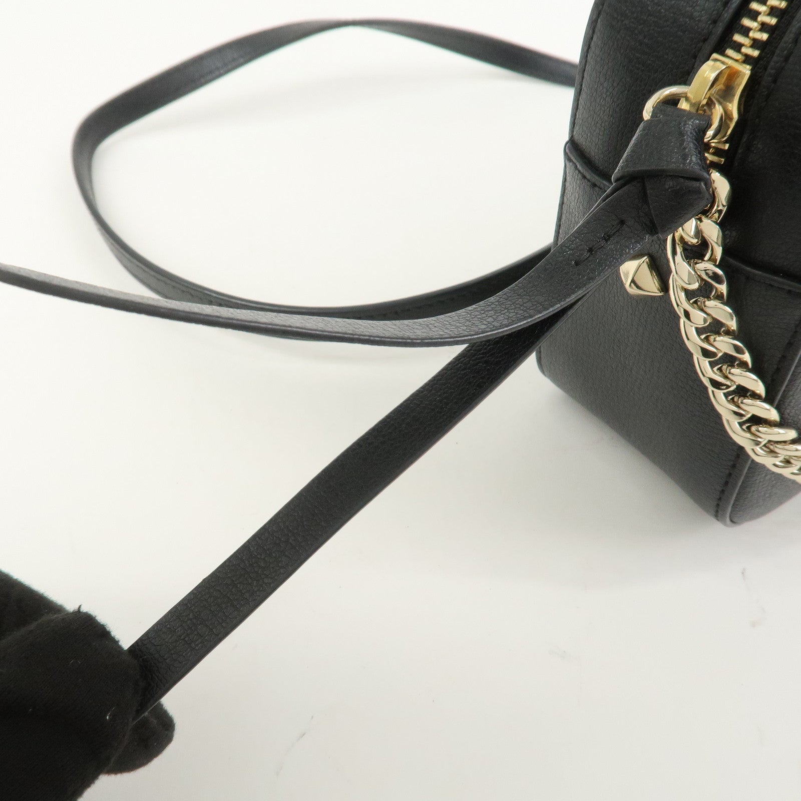 JIMMY CHOO Leather Shoulder Crossbody Bag KIMI Camera Bag Black