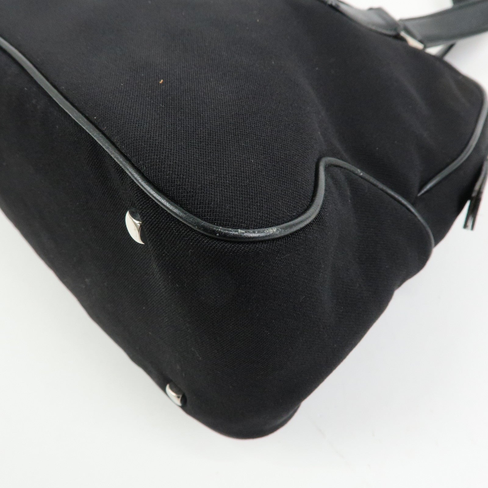 Ferragamo Vara Nylon Leather Boston Bag Shoulder Bag Black