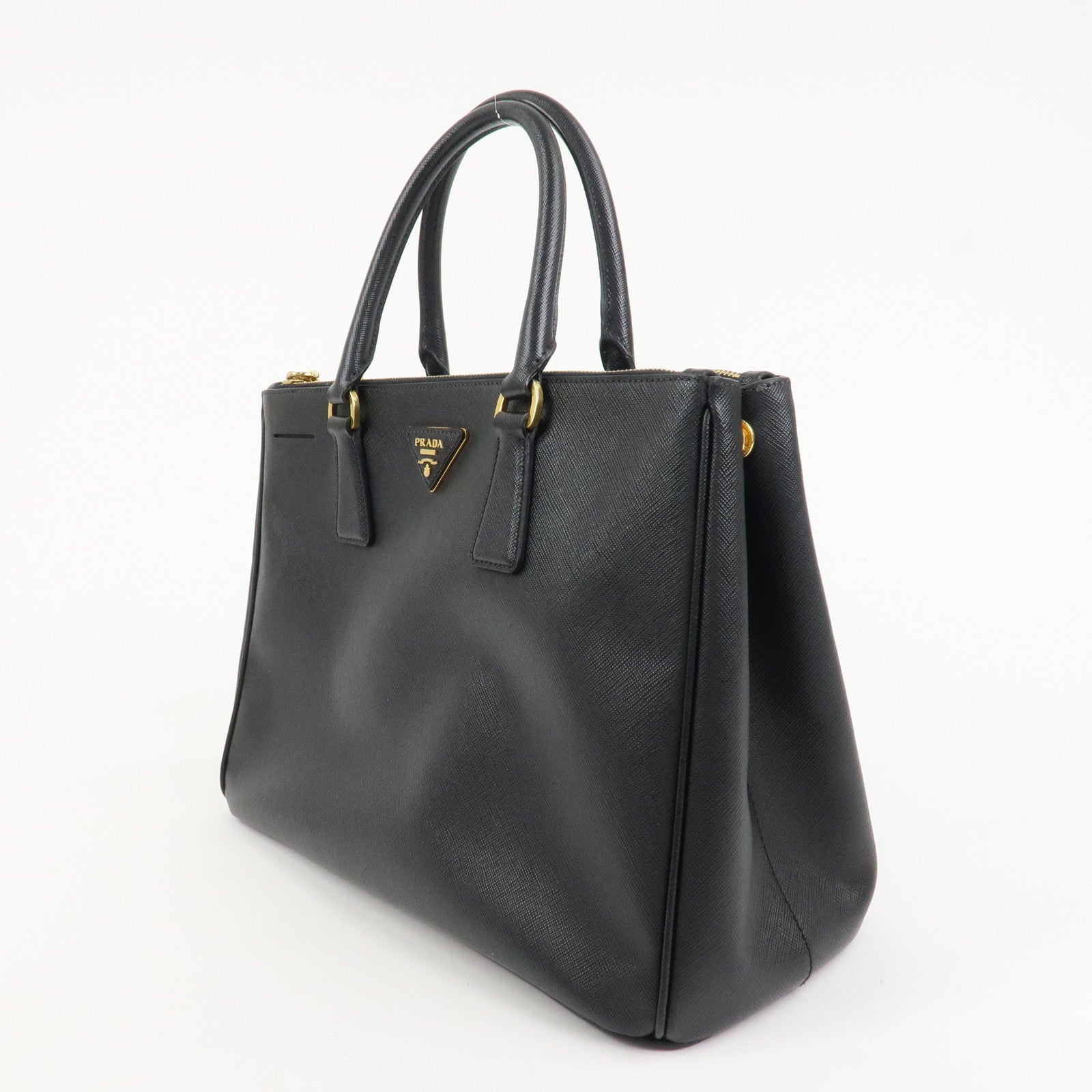 PRADA Triangle Logo Galleria Saffiano Leather 2Way Bag Black 1BA274