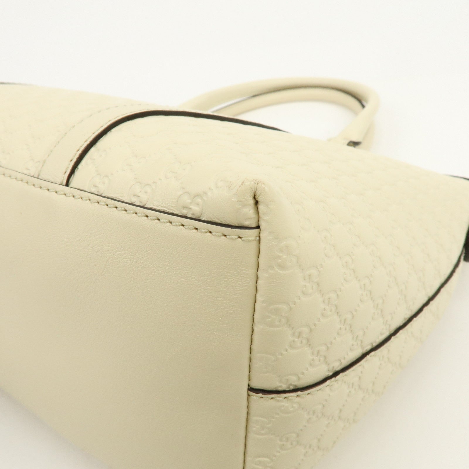 GUCCI Microguccissima Leather 2Way Bag Hand Bag Ivory 449656
