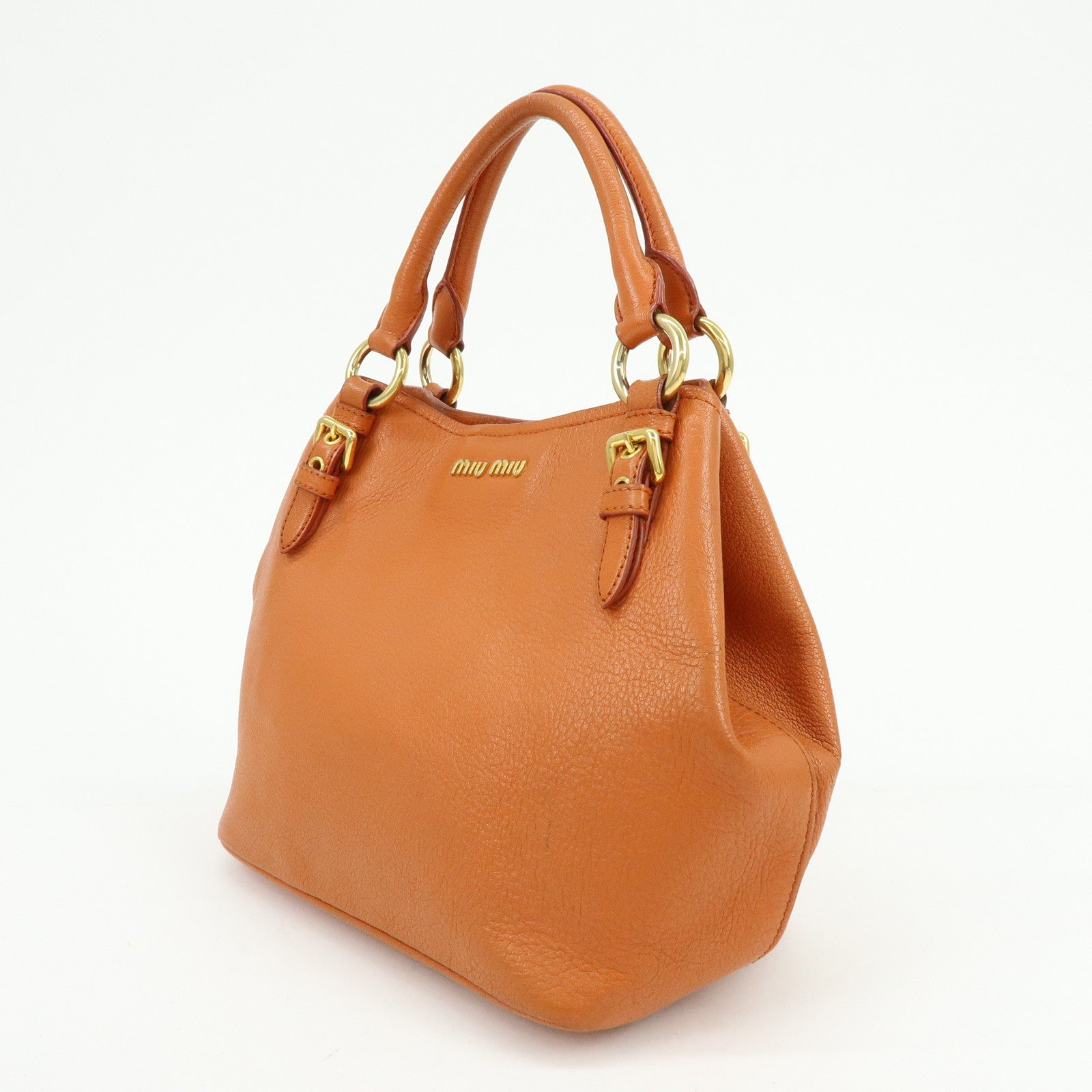 MIU MIU Madras Leather 2Way Shoulder Bag Hand Bag Orange RN0886