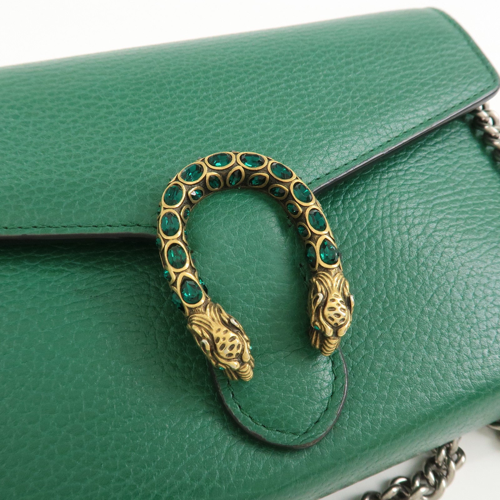 GUCCI Dionysus Leather Chain Shoulder Bag Green 401231