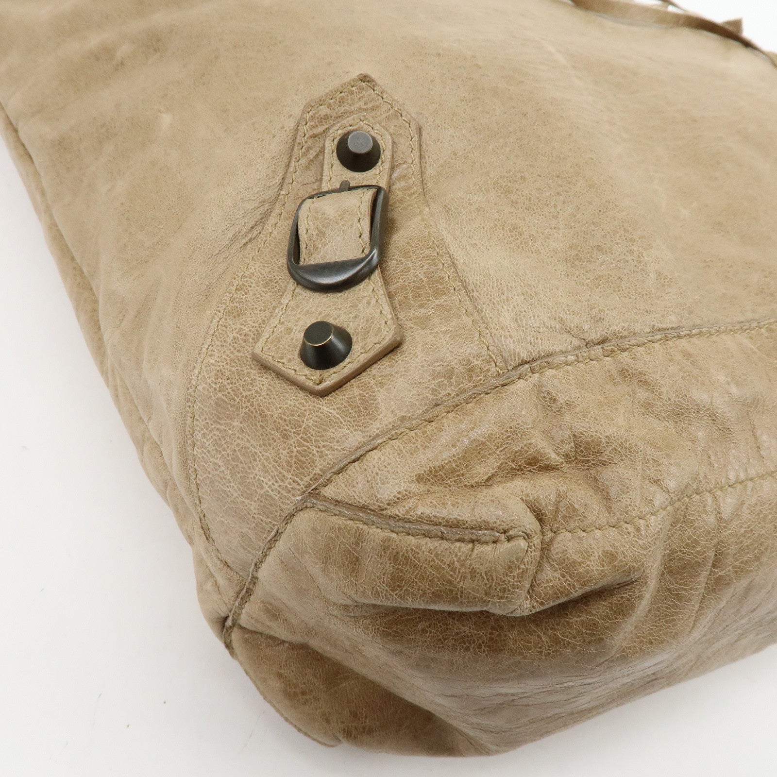 BALENCIAGA The City Editor’s Leather Shoulder Bag Beige 140442