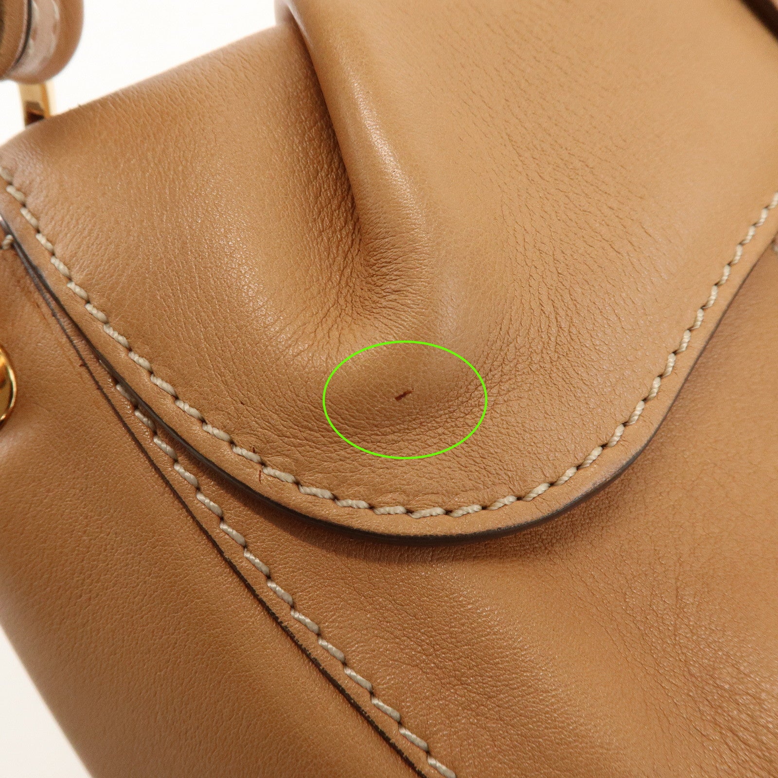 TOD'S Leather Hand Bag Shoulder Bag Circle Lock Light Brown