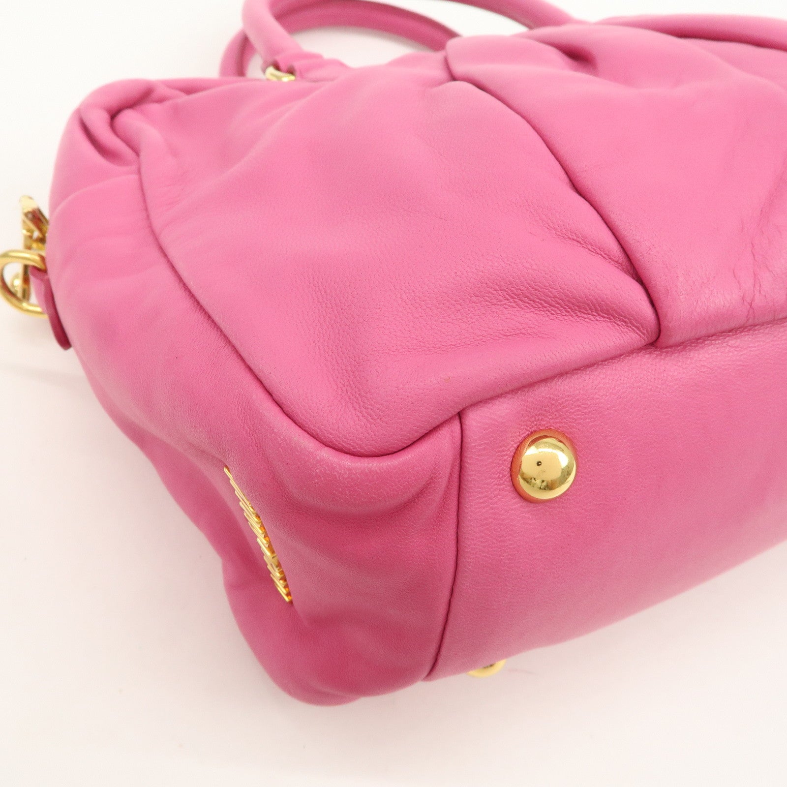 MIU MIU Logo Leather 2Way Bag Hand Bag Shoulder Bag Pink RL0048