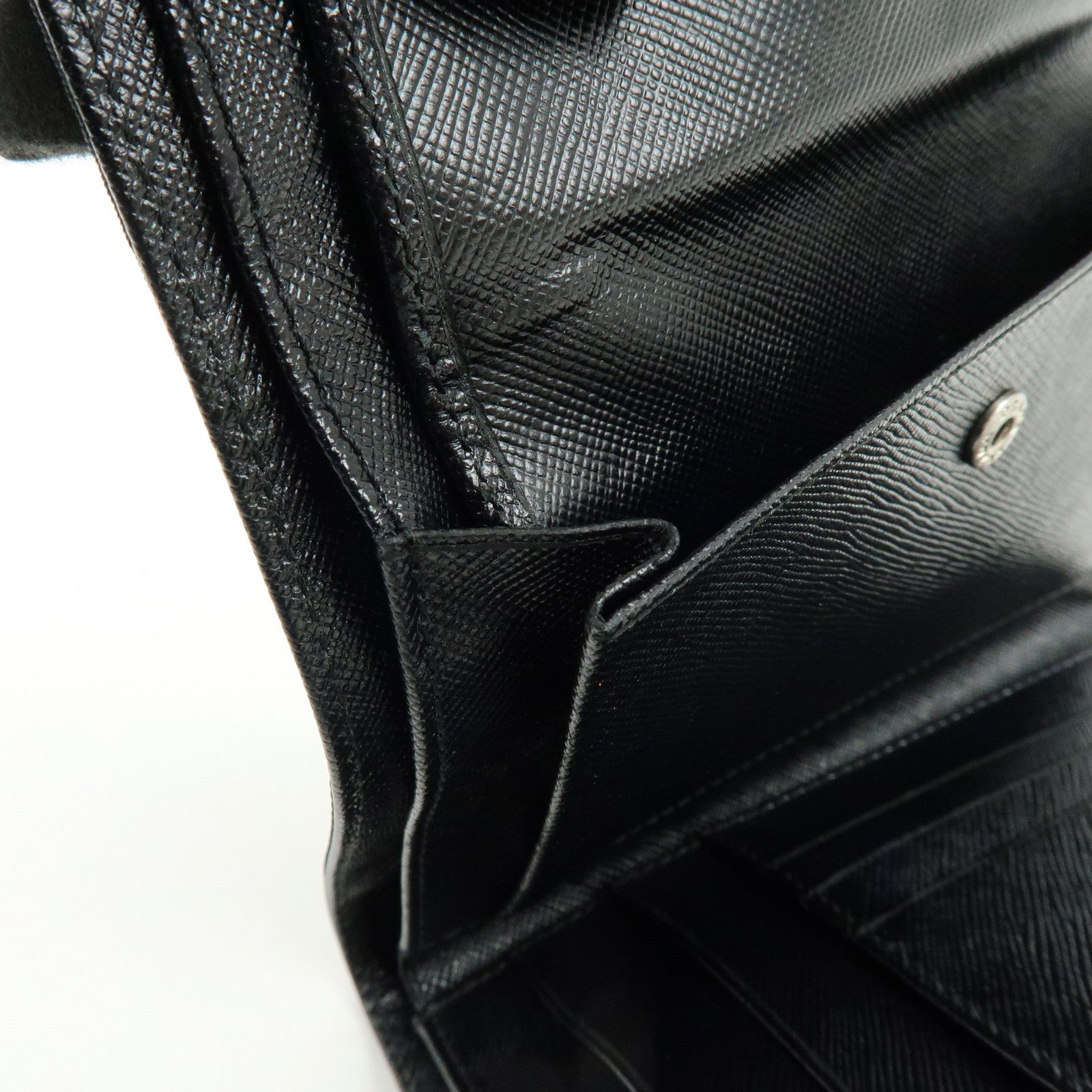 PRADA Triangle Logo Nylon Saffiano Leather Tri-fold Wallet M510