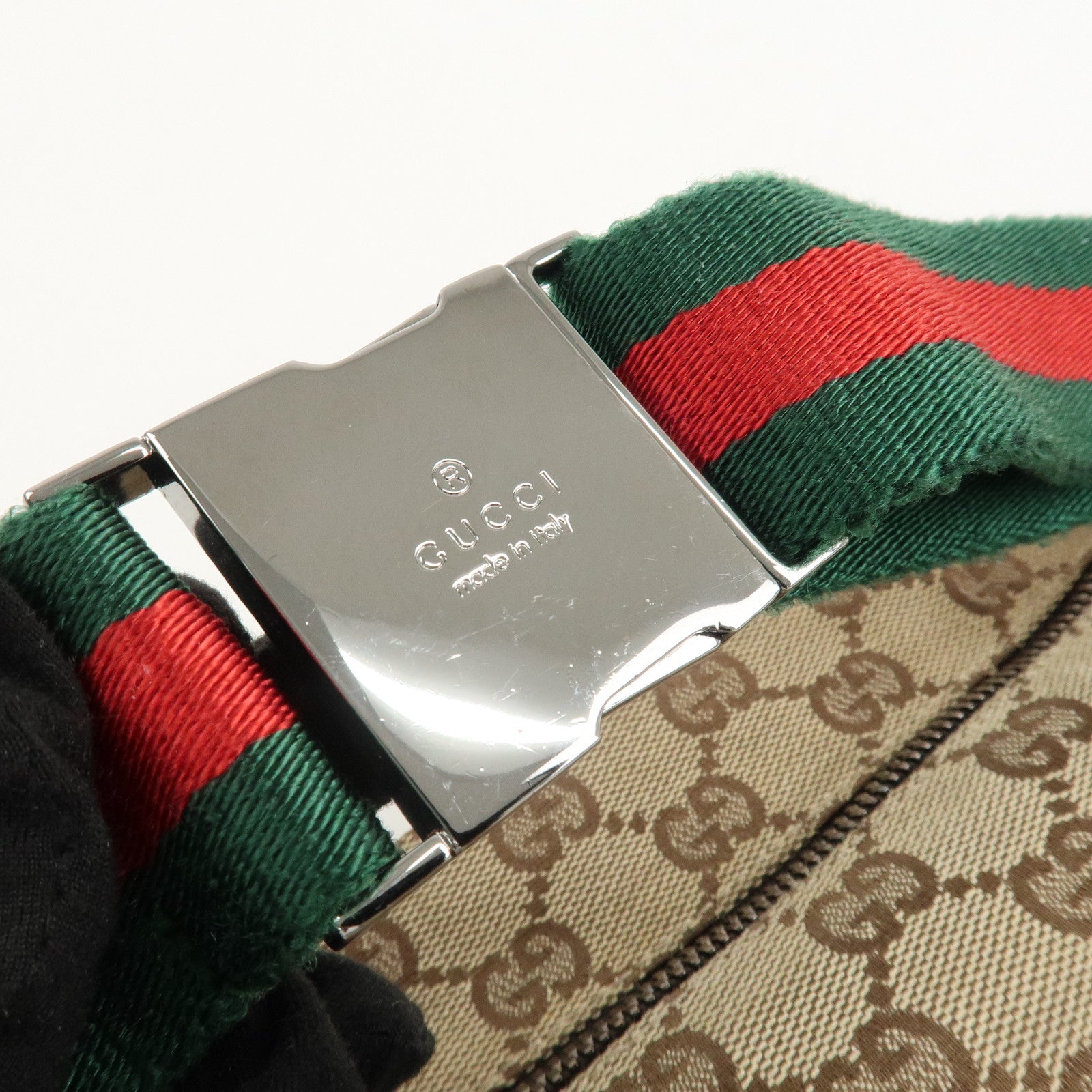 GUCCI GG Canvas Leather Waist Bag Crossbody Bag Beige Brown 28566 Used