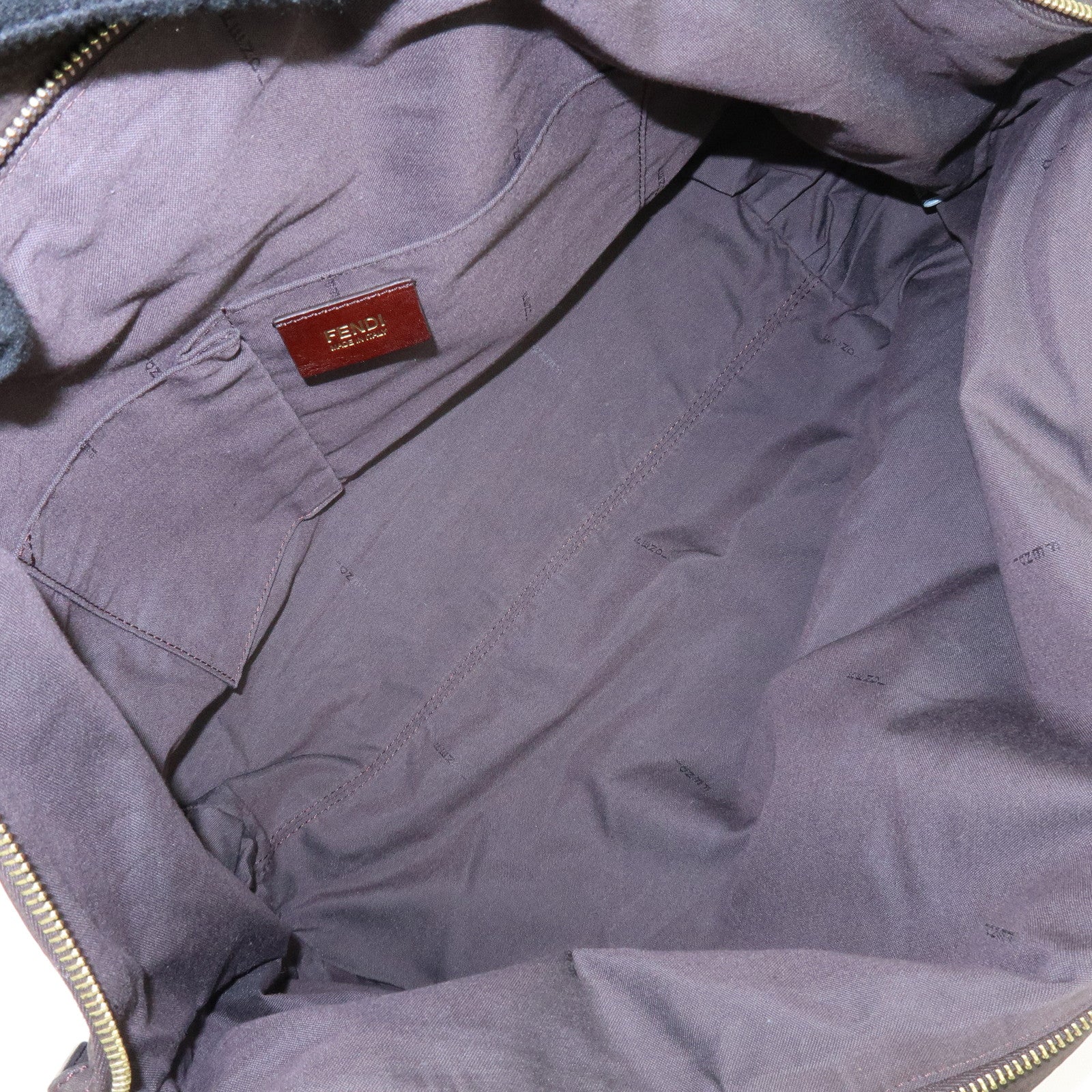 FENDI Leather Tote Bag Shoulder Bag Dark Brown 8BR636