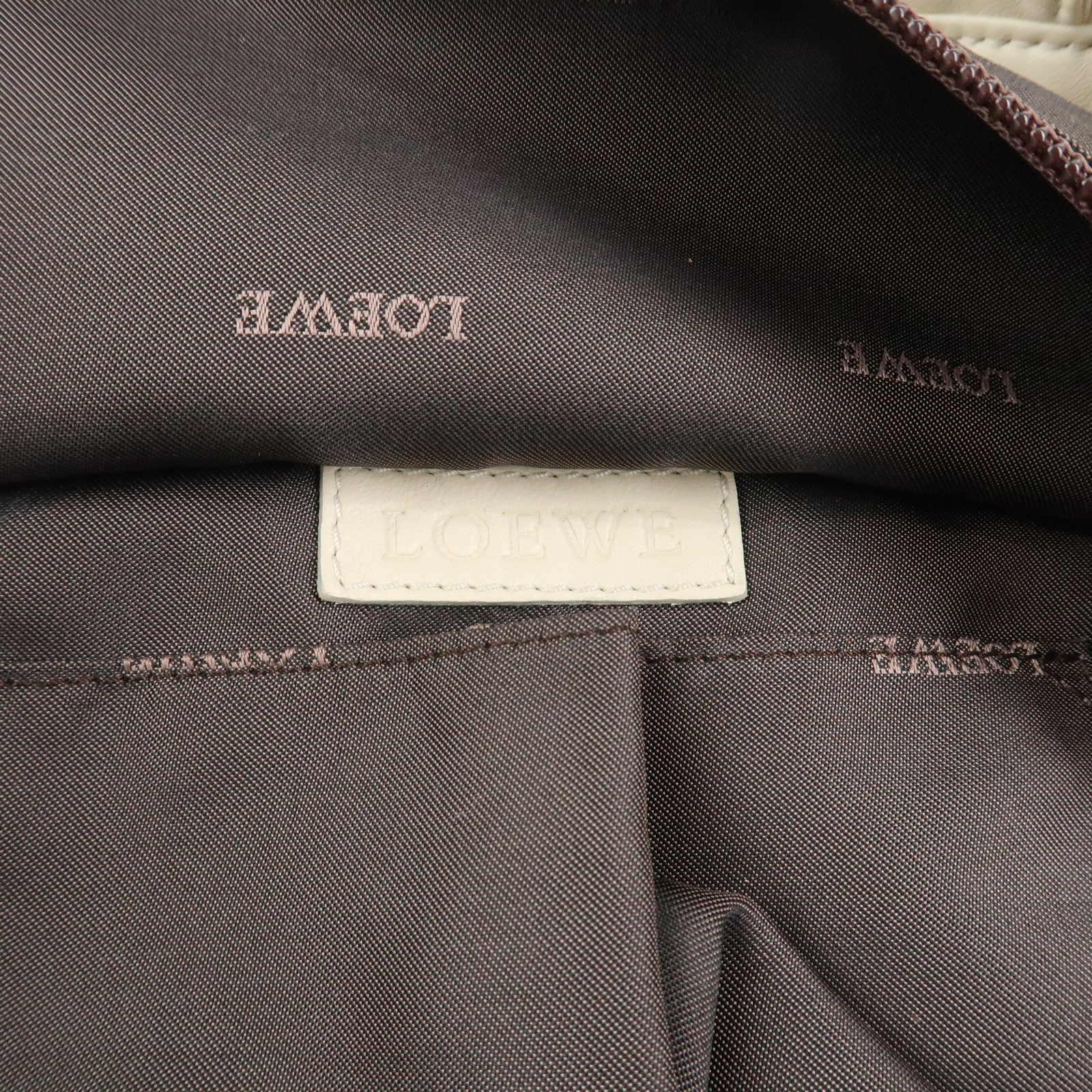 LOEWE Anagram Logo Nappa Aire Leather Hand Bag Ivory