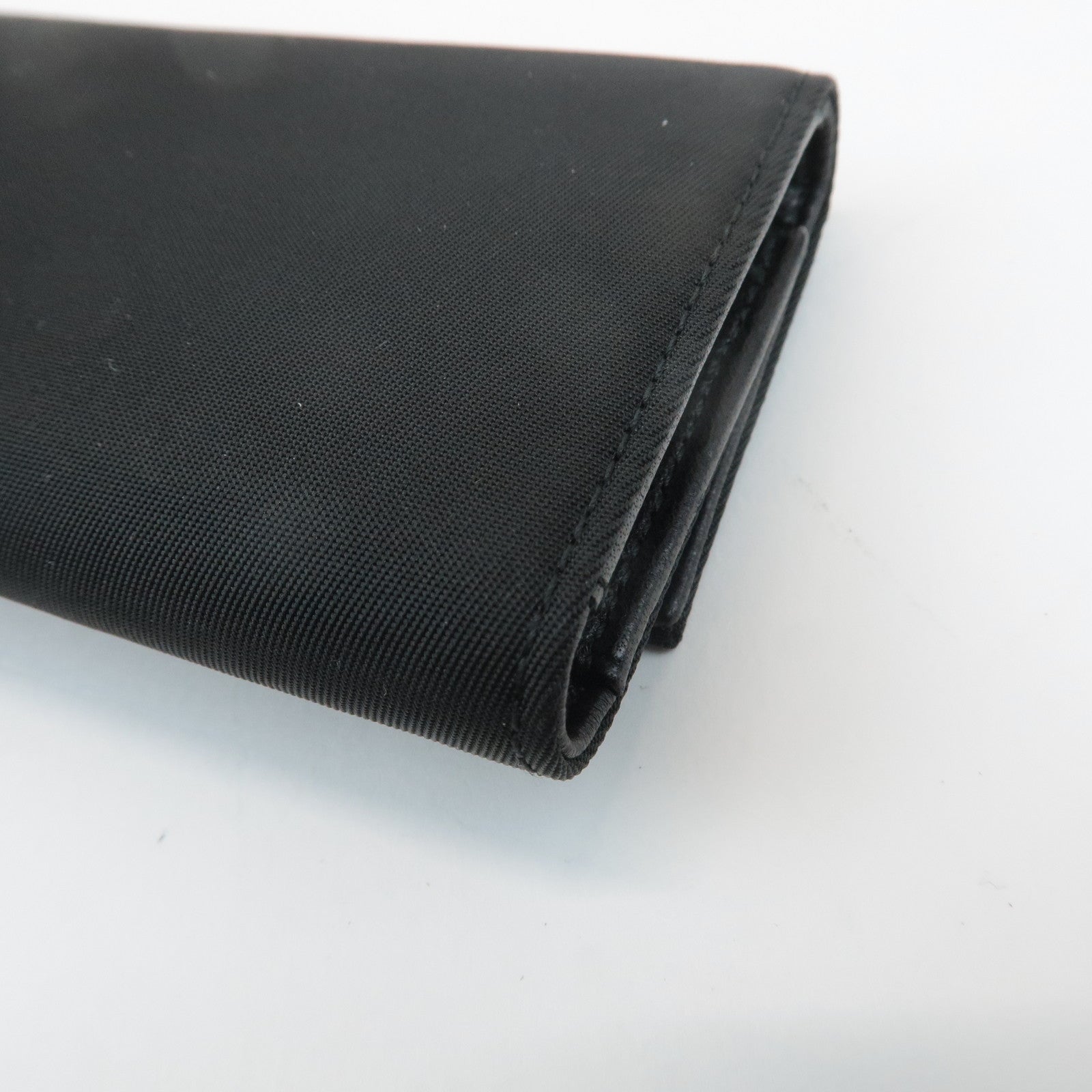 PRADA Triangle Logo Nylon 6 Key Case Key Holder Black M26X Used