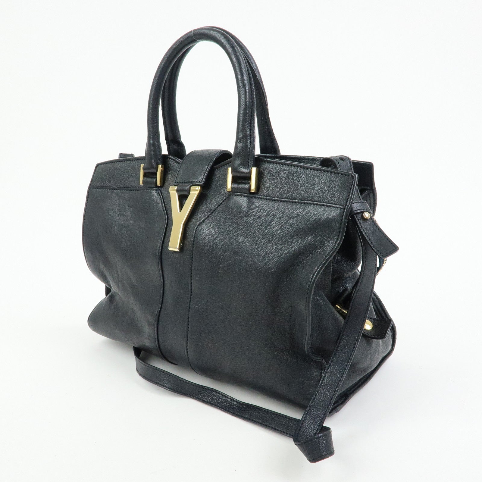 SAINT LAURENT PARIS Cabas Chyc Mini Y Line Leather 2WAY Bag 370699