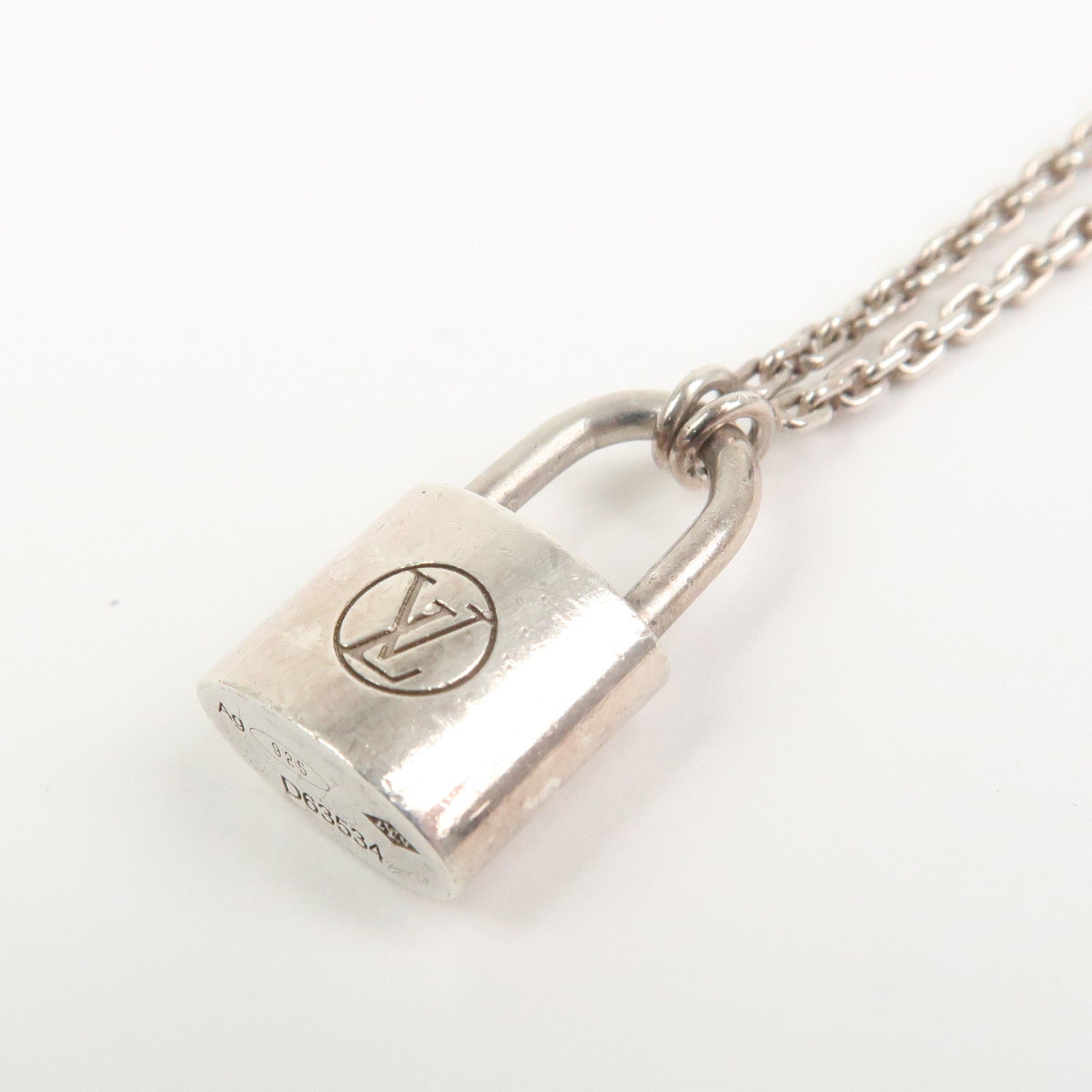 Louis Vuitton Lockit Pendant Necklace SV925 Silver D63534