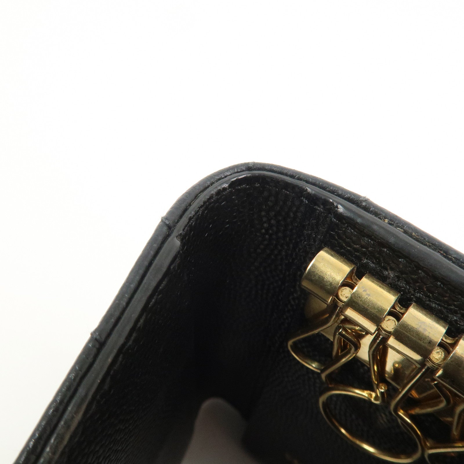 SAINT LAURENT PARIS Leather Key Case Key Holder Black 580656