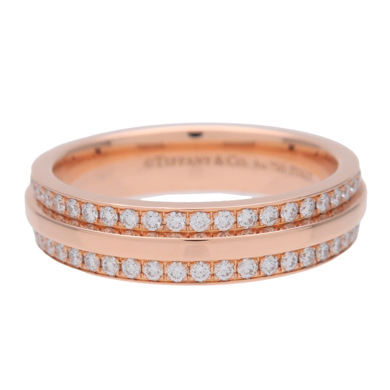 Tiffany & Co T Narrow Full Pave Diamond Ring 750PG Rose Gold US6