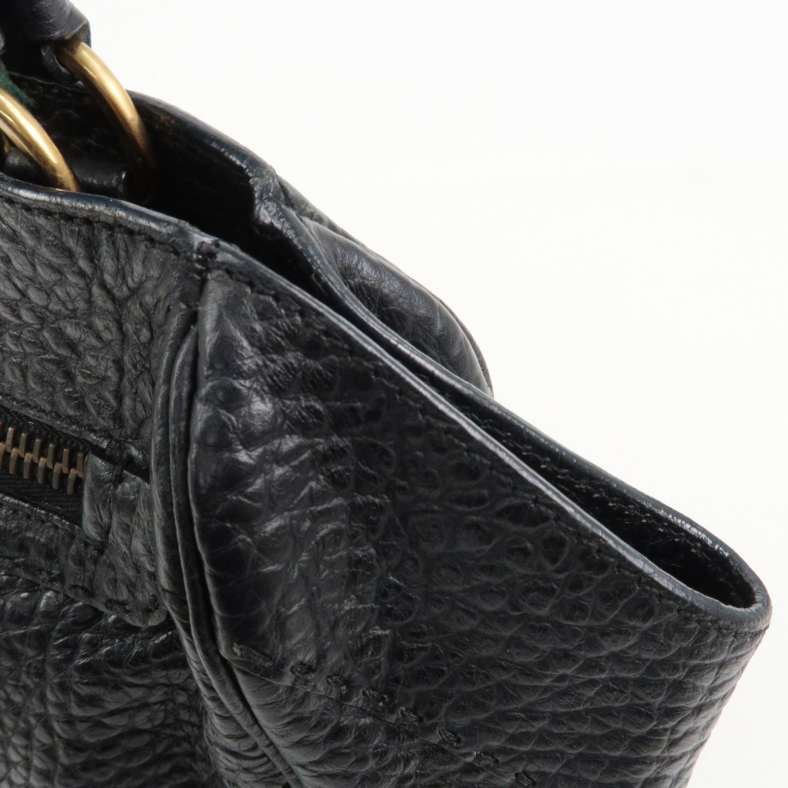 PRADA Triangle Logo Leather Shoulder Bag Hand Bag Black BR1976