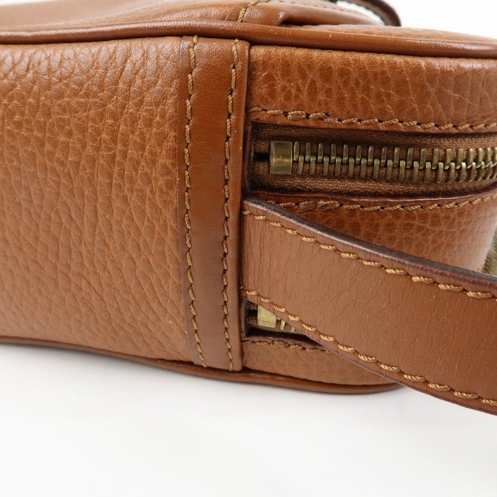 CELINE Leather Shoulder Bag Crossbody Bag Brown