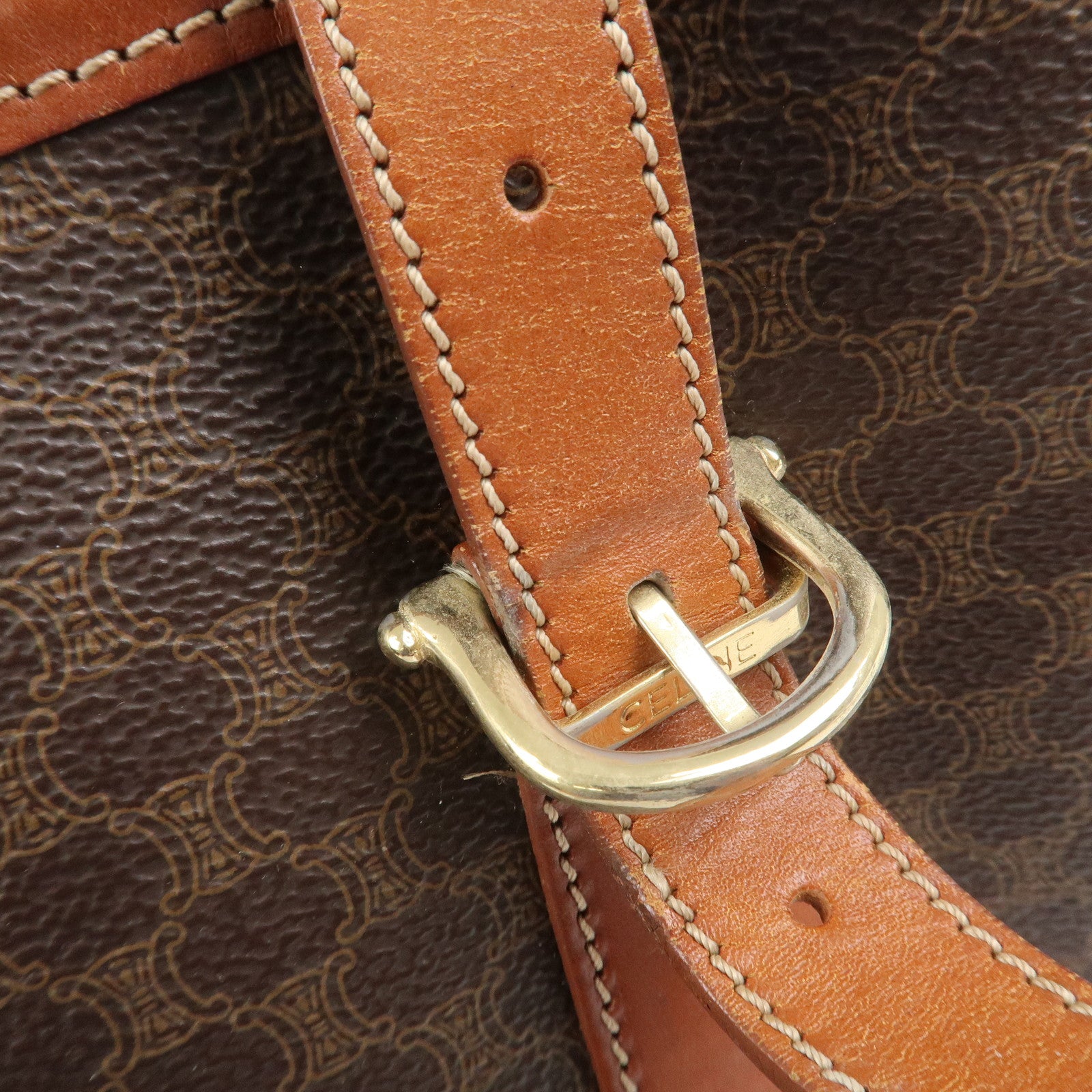 CELINE Macadam PVC Leather Shoulder Bag Hand Bag Brown