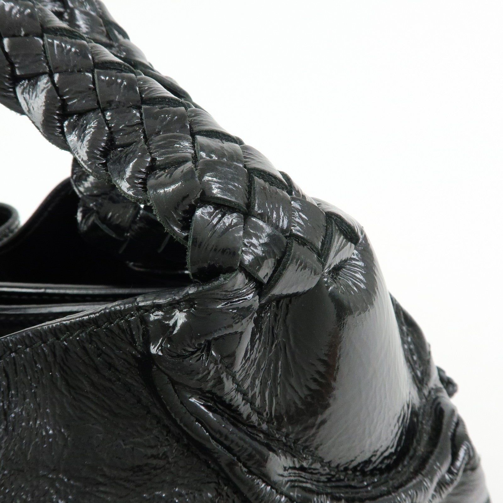 Ferragamo Gancini Patent Leather Hand Bag Shoulder Bag Black