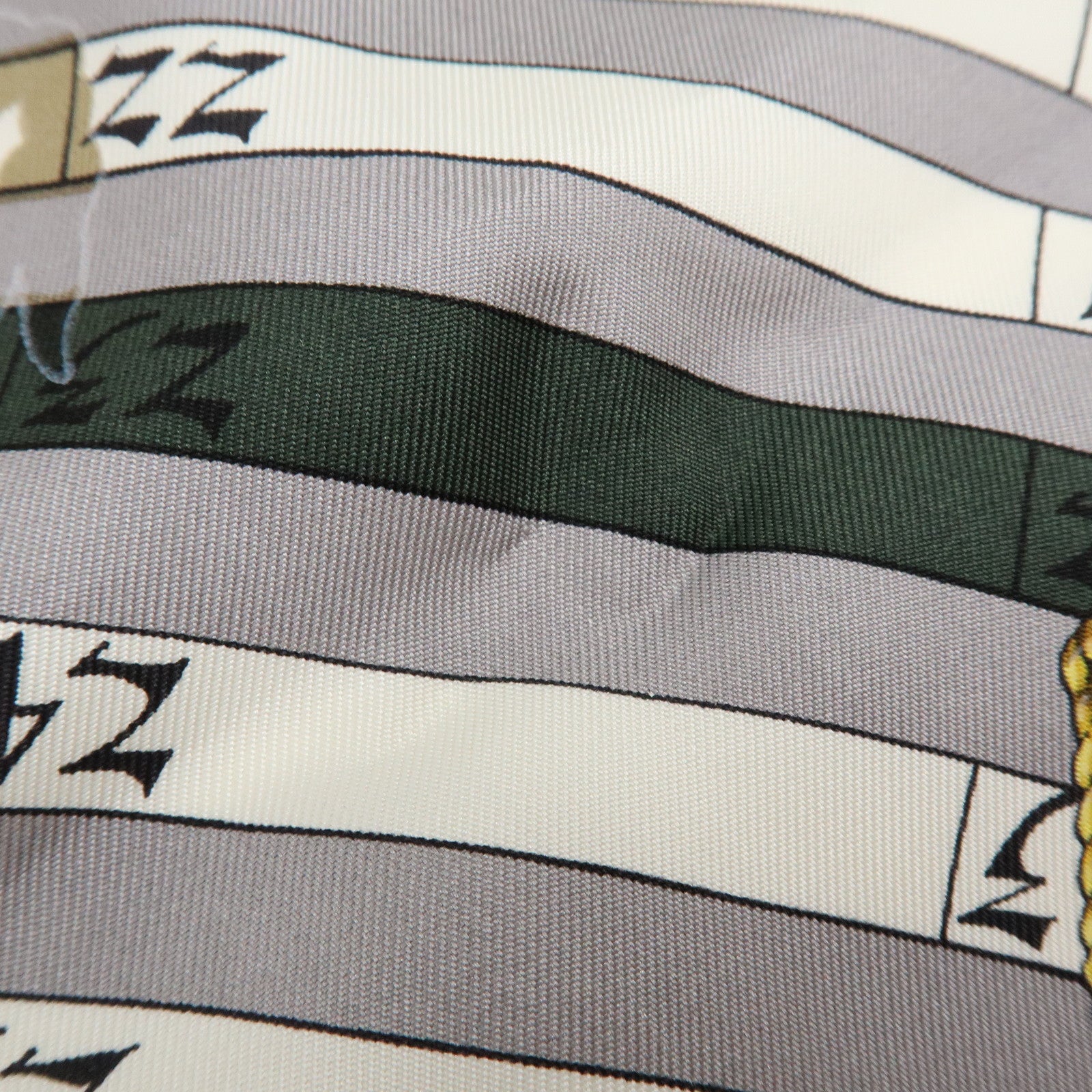 HERMES Carre 90 Silk 100% Scarf DIES ET HORE Green White Gold