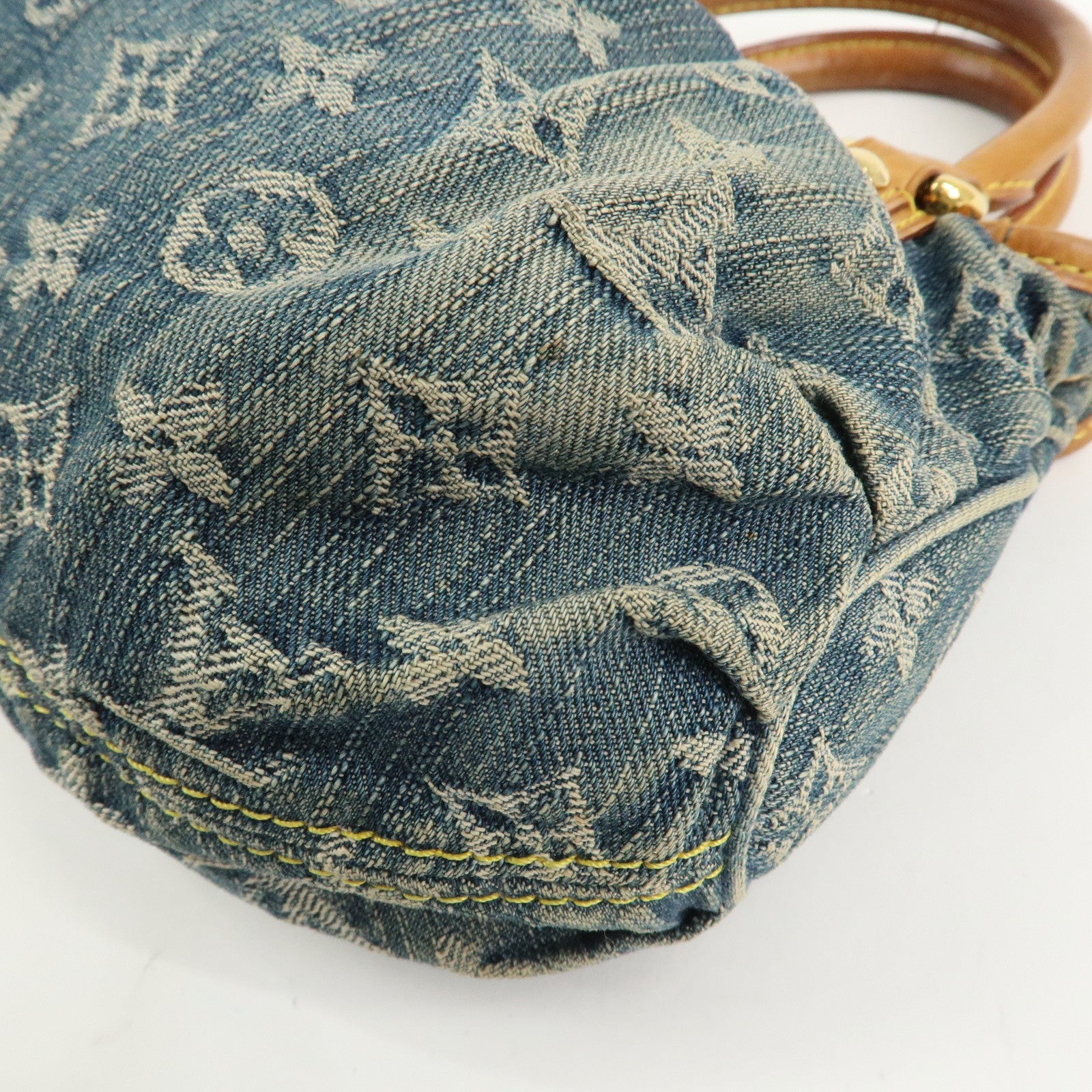 Louis Vuitton Monogram Denim Pleaty Hand Bag Blue M95020