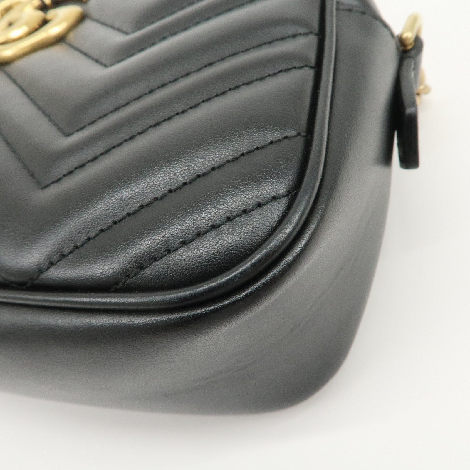 GUCCI GG Marmont Leather Shoulder Bag Crossbody Bag Black 447632