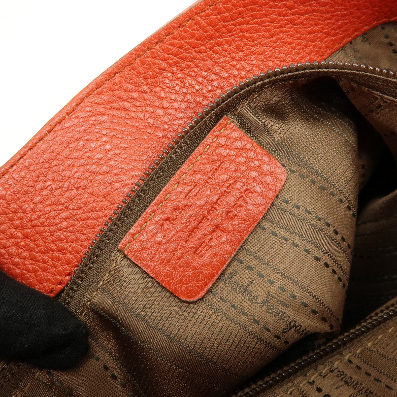 Ferragamo Gancini Leather Shoulder Bag Hand Bag Orange