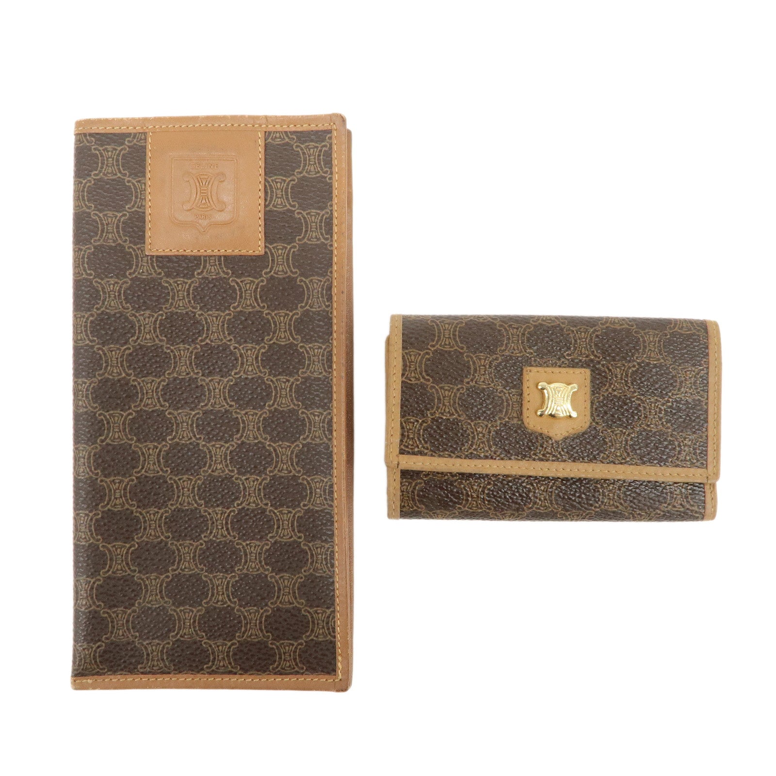 CELINE Macadam Set of 2 Sunglasses Case Key Case Brown