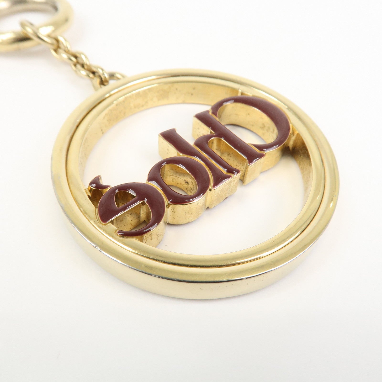 Chloe Metal Bag Charm Key Charm Key Chain Gold Brown