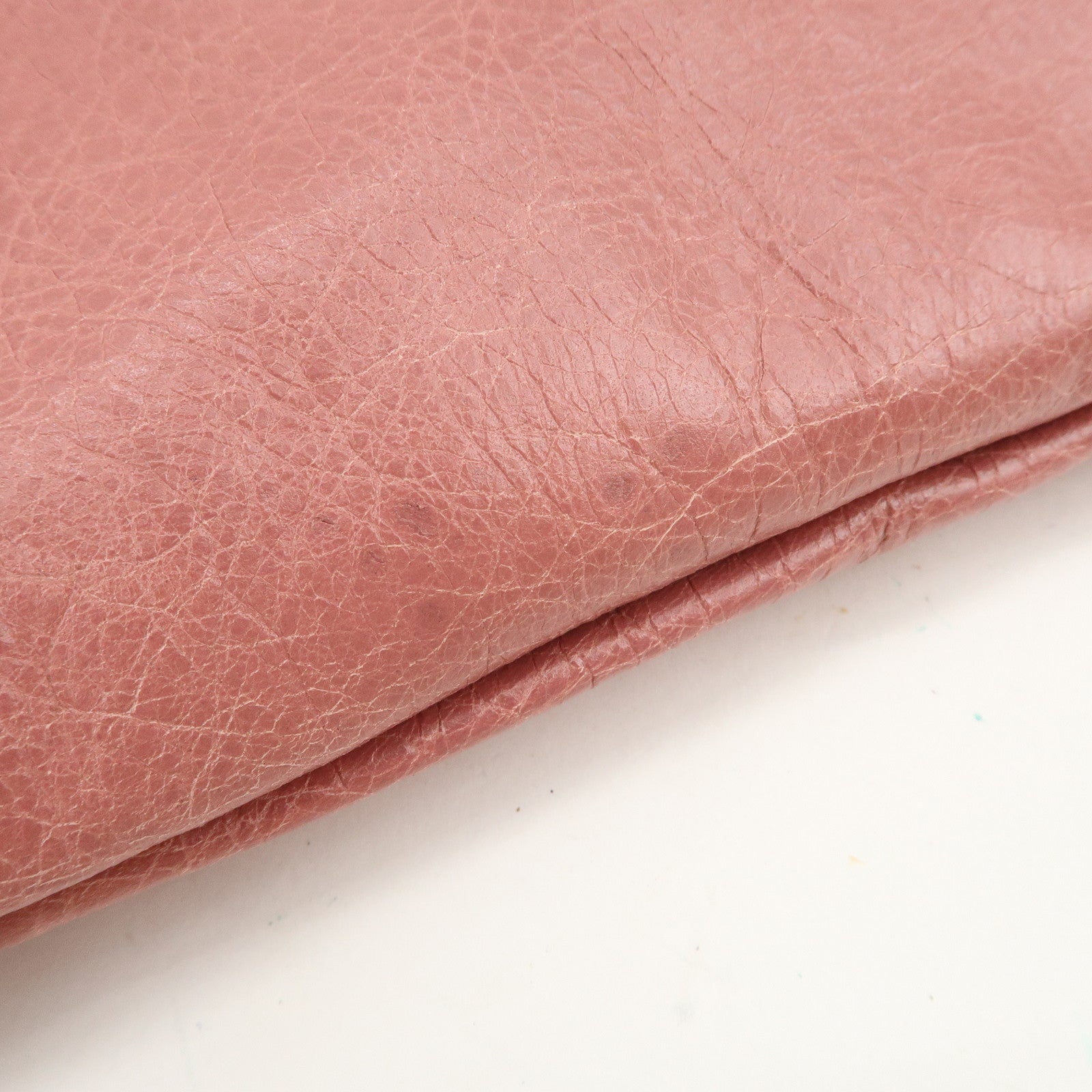 BALENCIAGA Logo Leather Giant Clutch Bag Pink