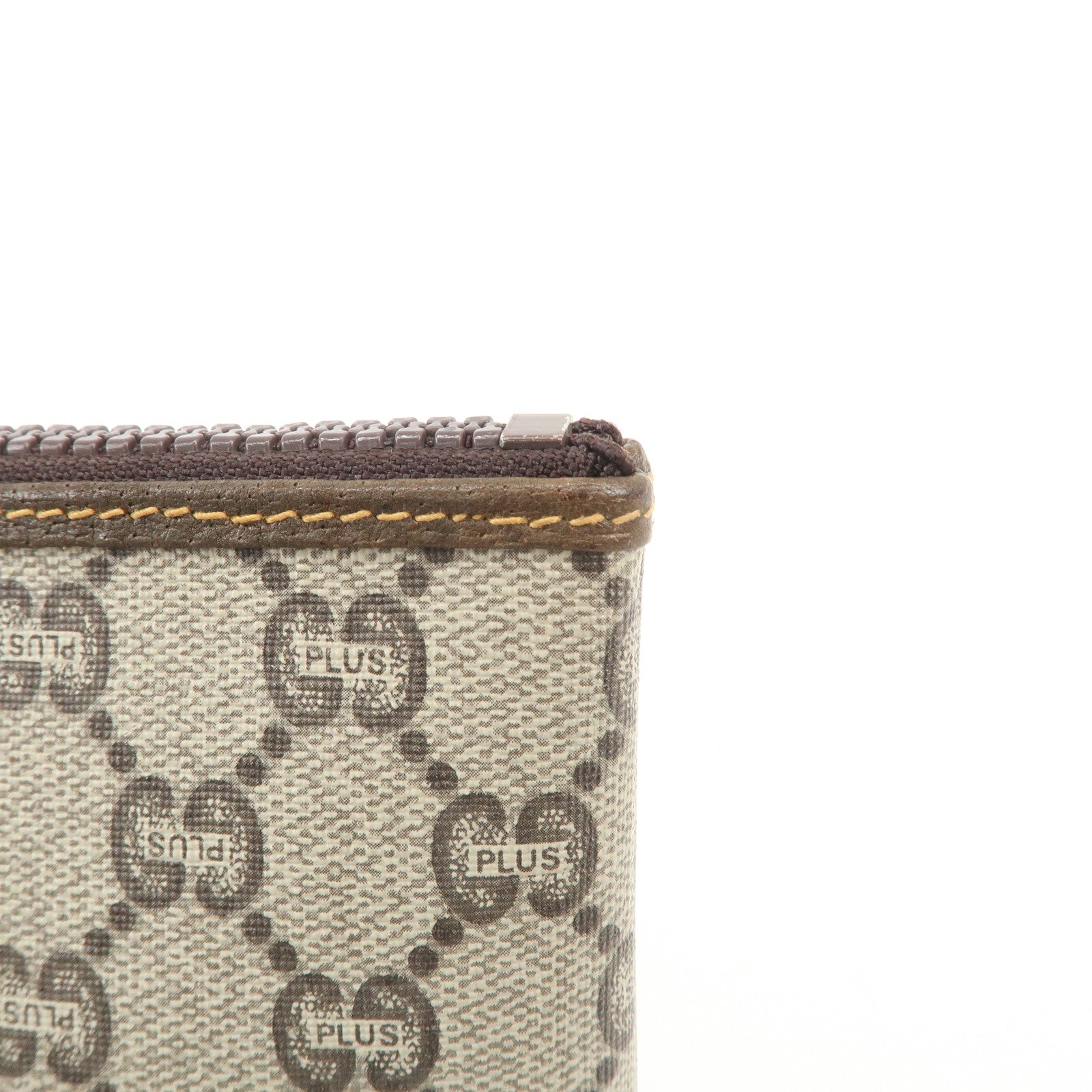 GUCCI GG Plus PVC Leather Clutch Bag Second Bag Beige Brown Used