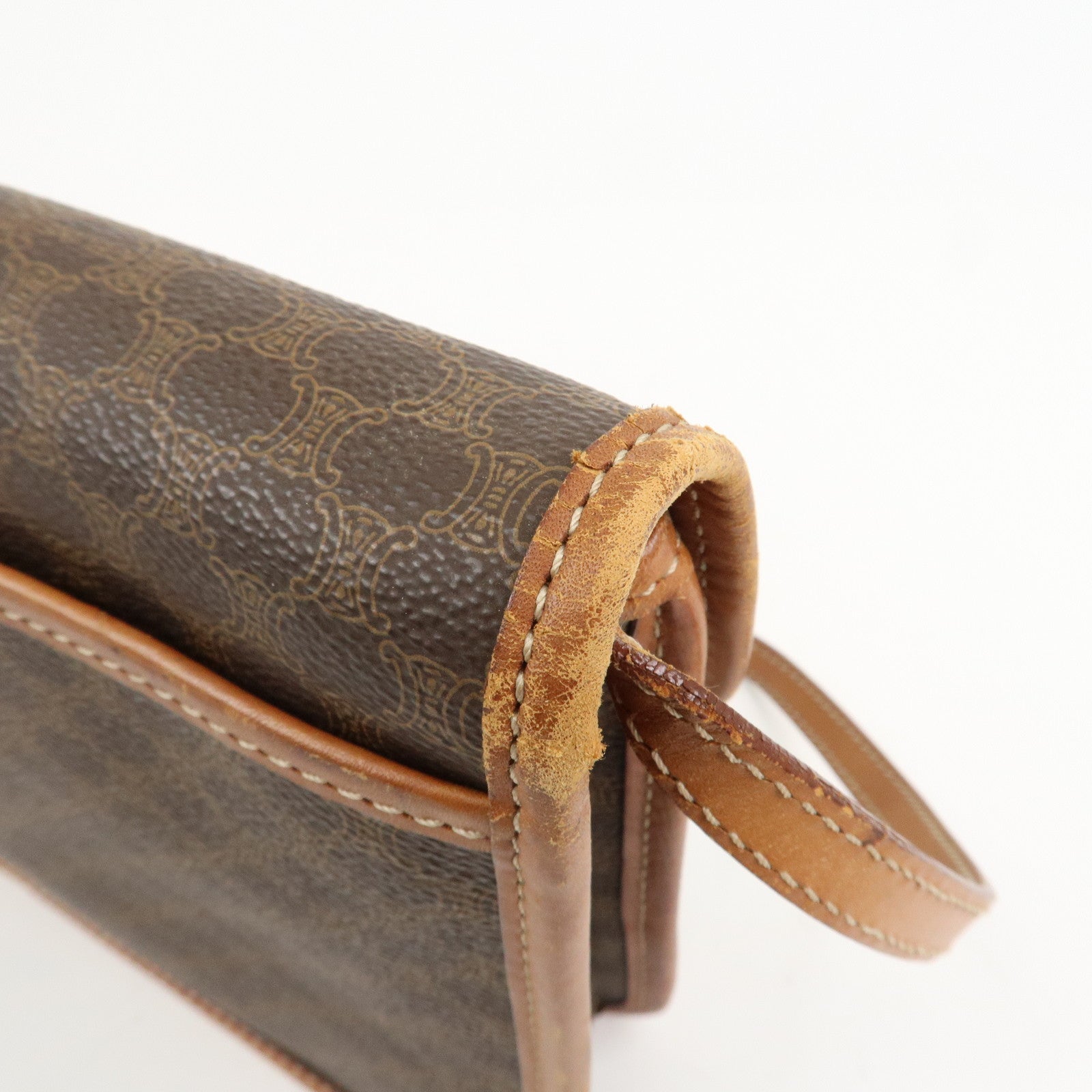 CELINE Macadam PVC Canvas Leather 2WAY Bag Shoulder Bag Brown