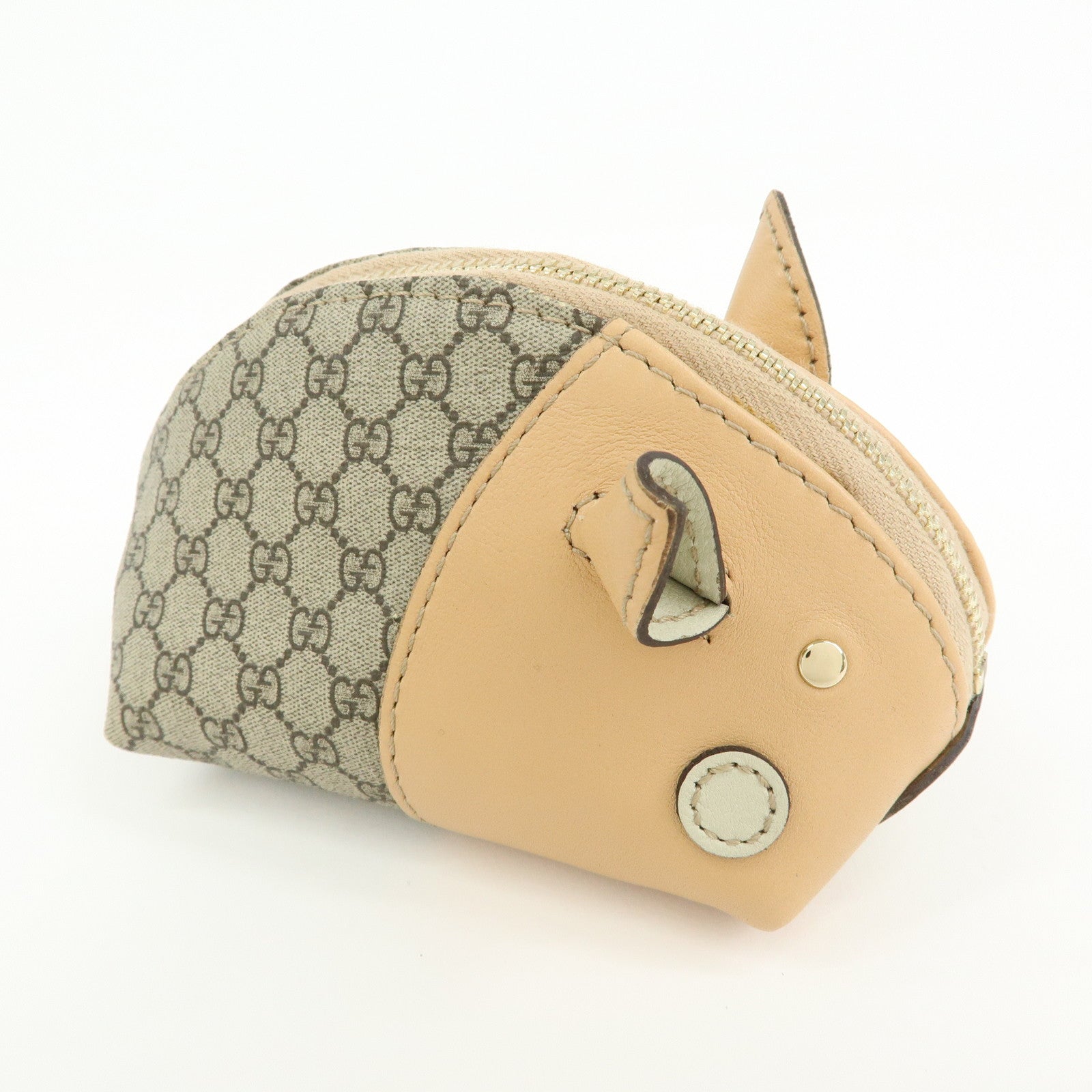GUCCI GG Supreme Leather Pig Coin Case Purse Zoo Series 256866