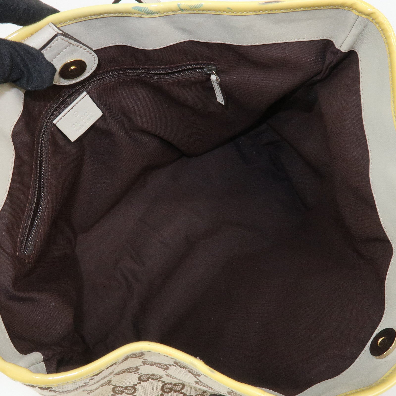 GUCCI Gucciori Pug Dog GG Canvas Patent Leather Tote Bag 212374