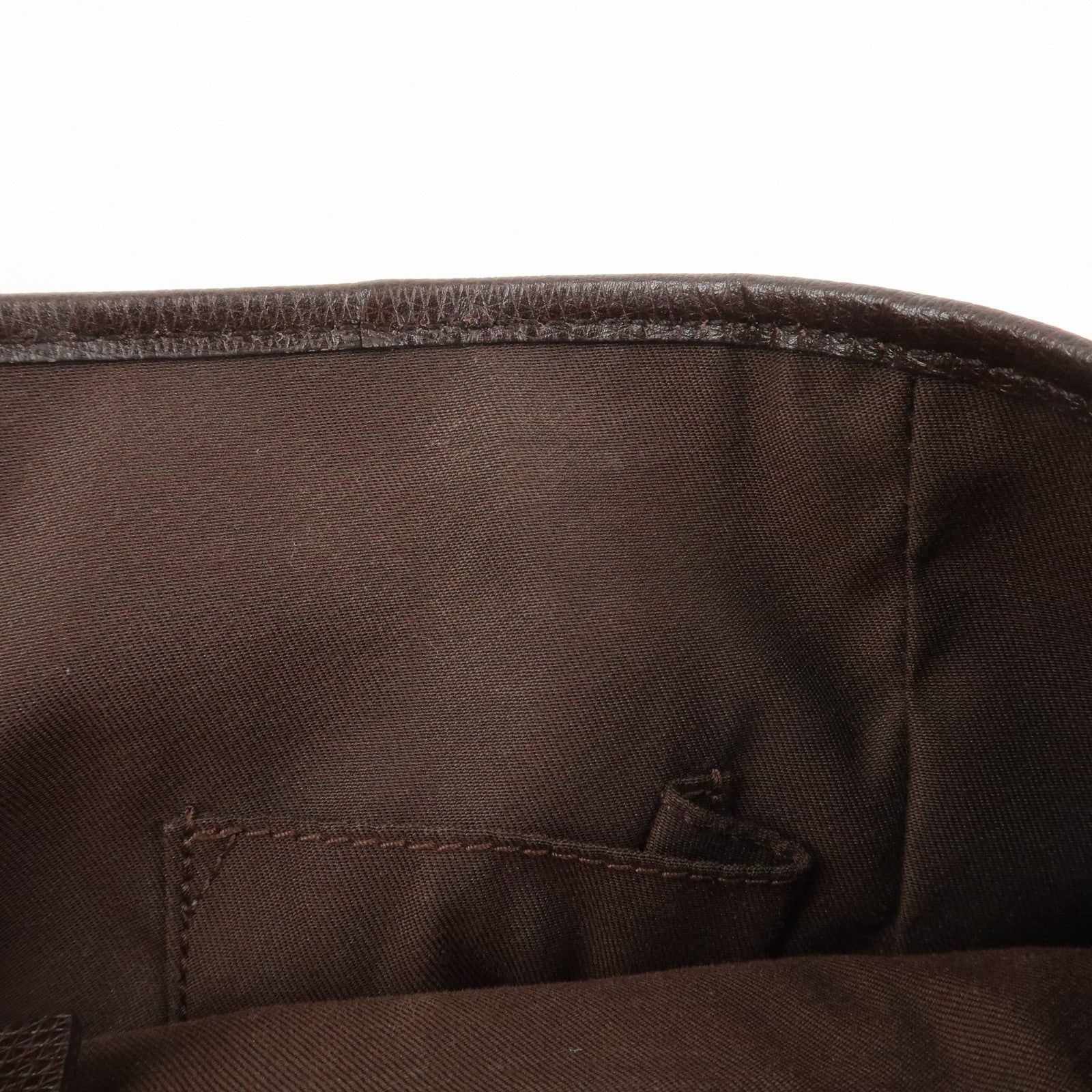 GUCCI Logo GG Canvas Leather Hand Bag Tote Bag Dark Brown 240017