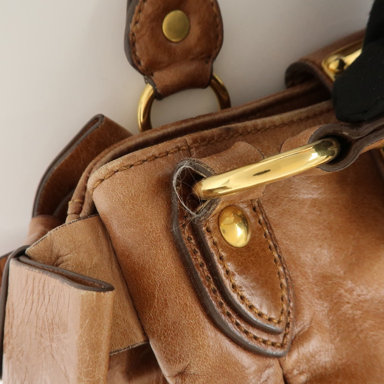 MIU MIU Side Ribbon Leather 2Way Shoulder Hand Bag Brown RN0686