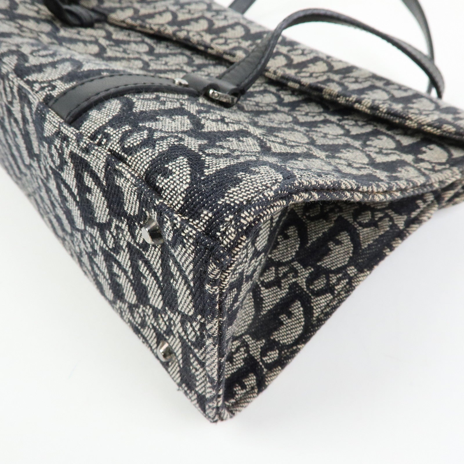 Christian Dior Trotter Saddle Jacquard Leather Shoulder Bag Black