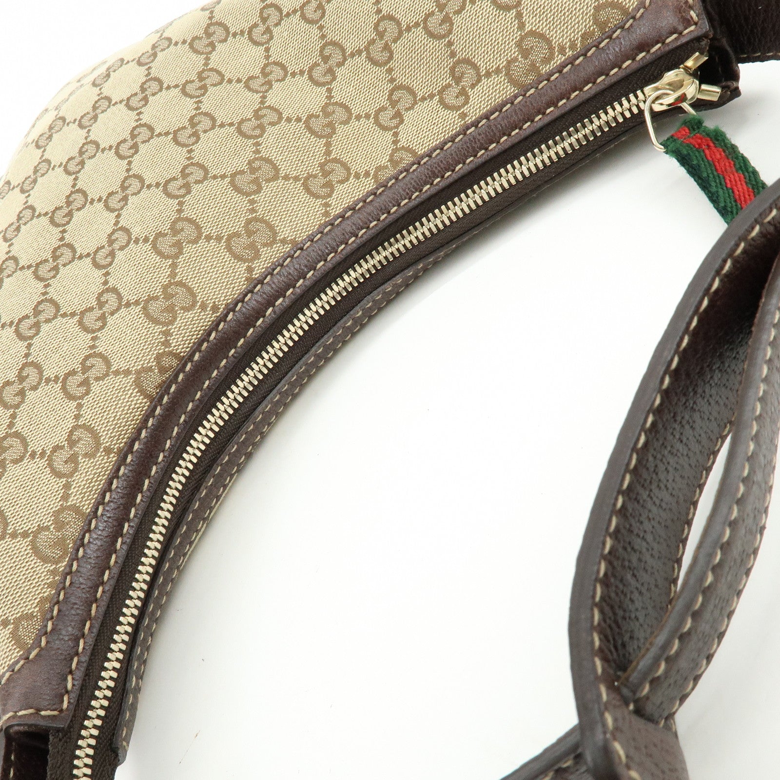 GUCCI Sherry GG Canvas Leather Shoulder Bag Beige Brown 162895