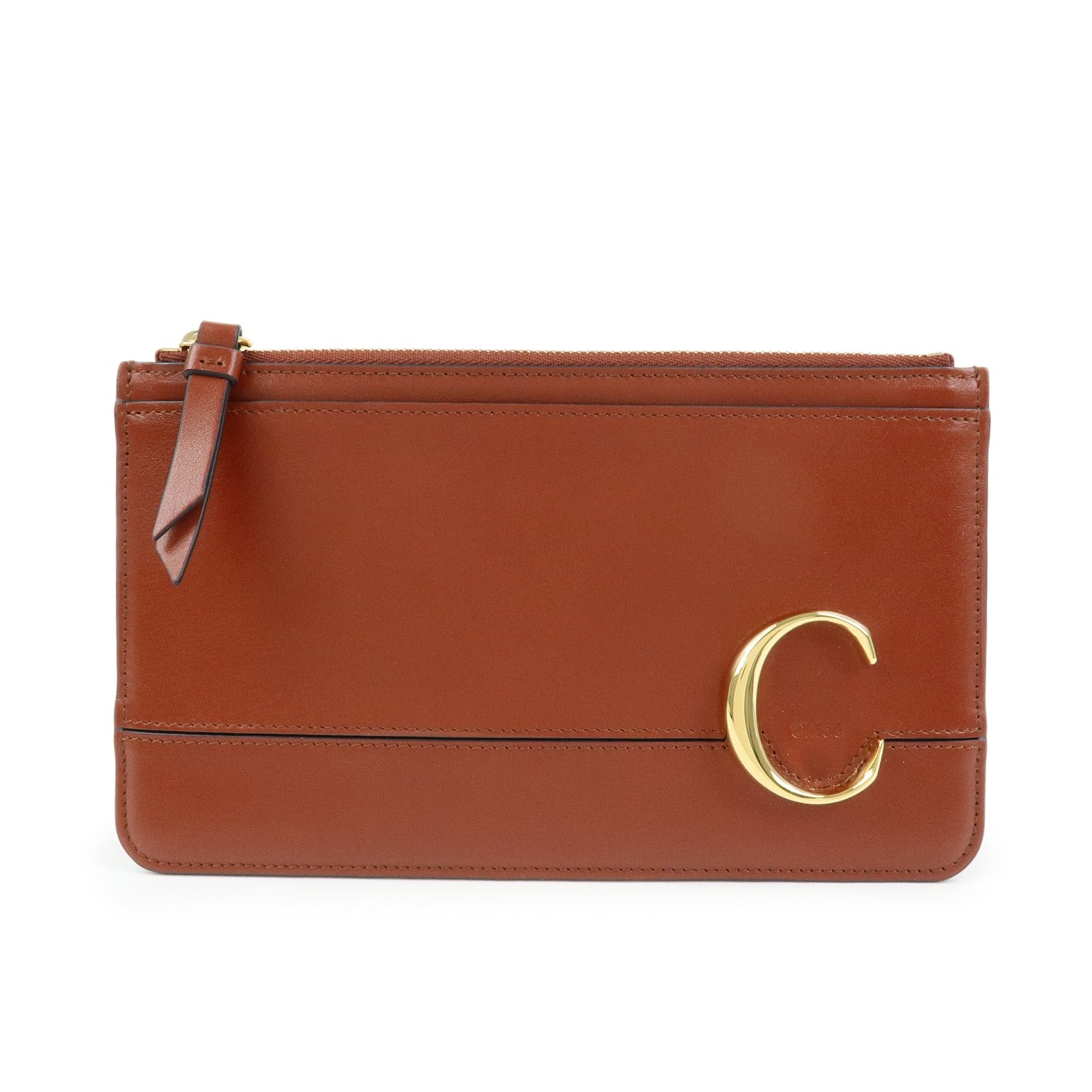 Chloe Chloe C Leather Pouch Fragment Case Passport Case Brown