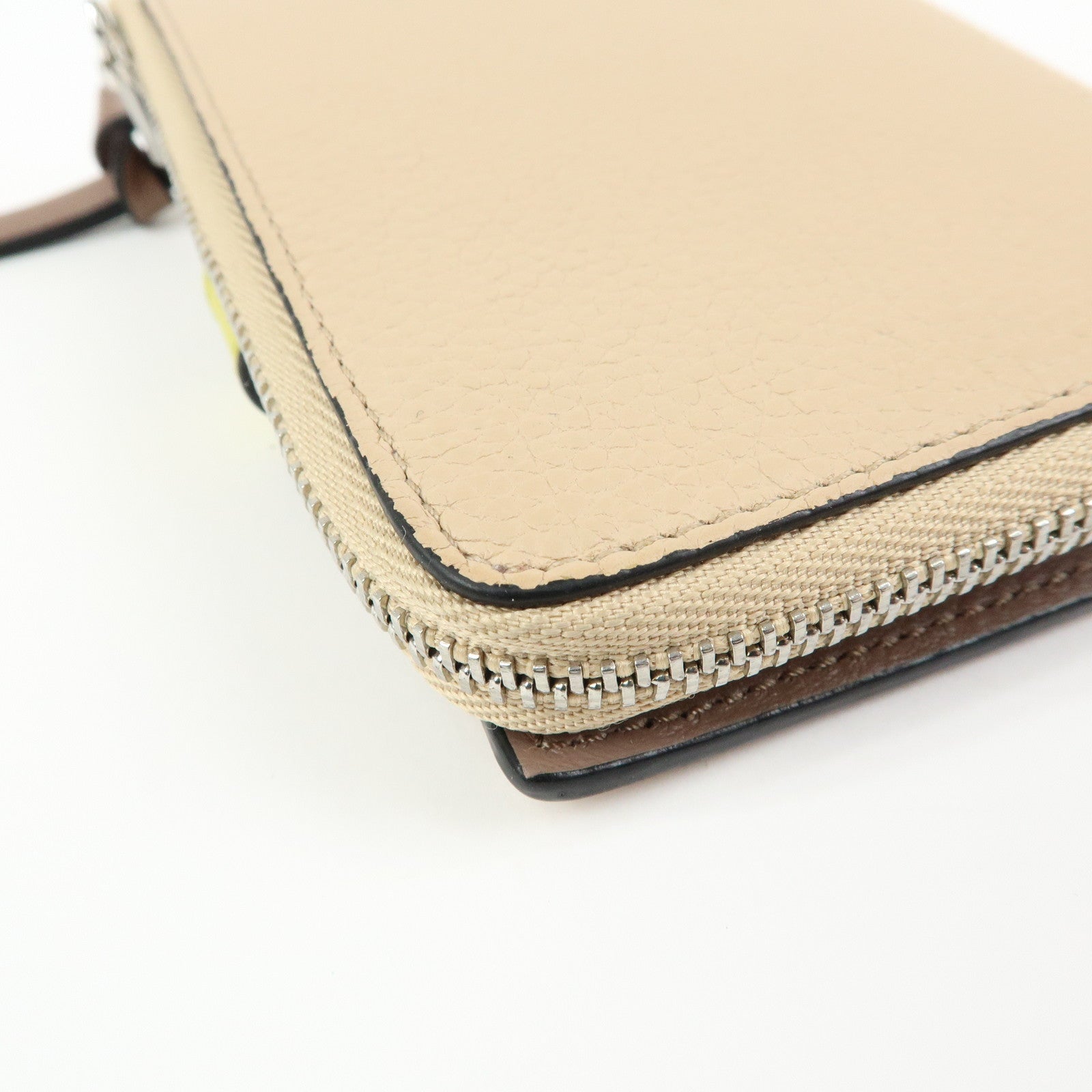 LOEWE Anagram Leather Compact Wallet Beige Yellow