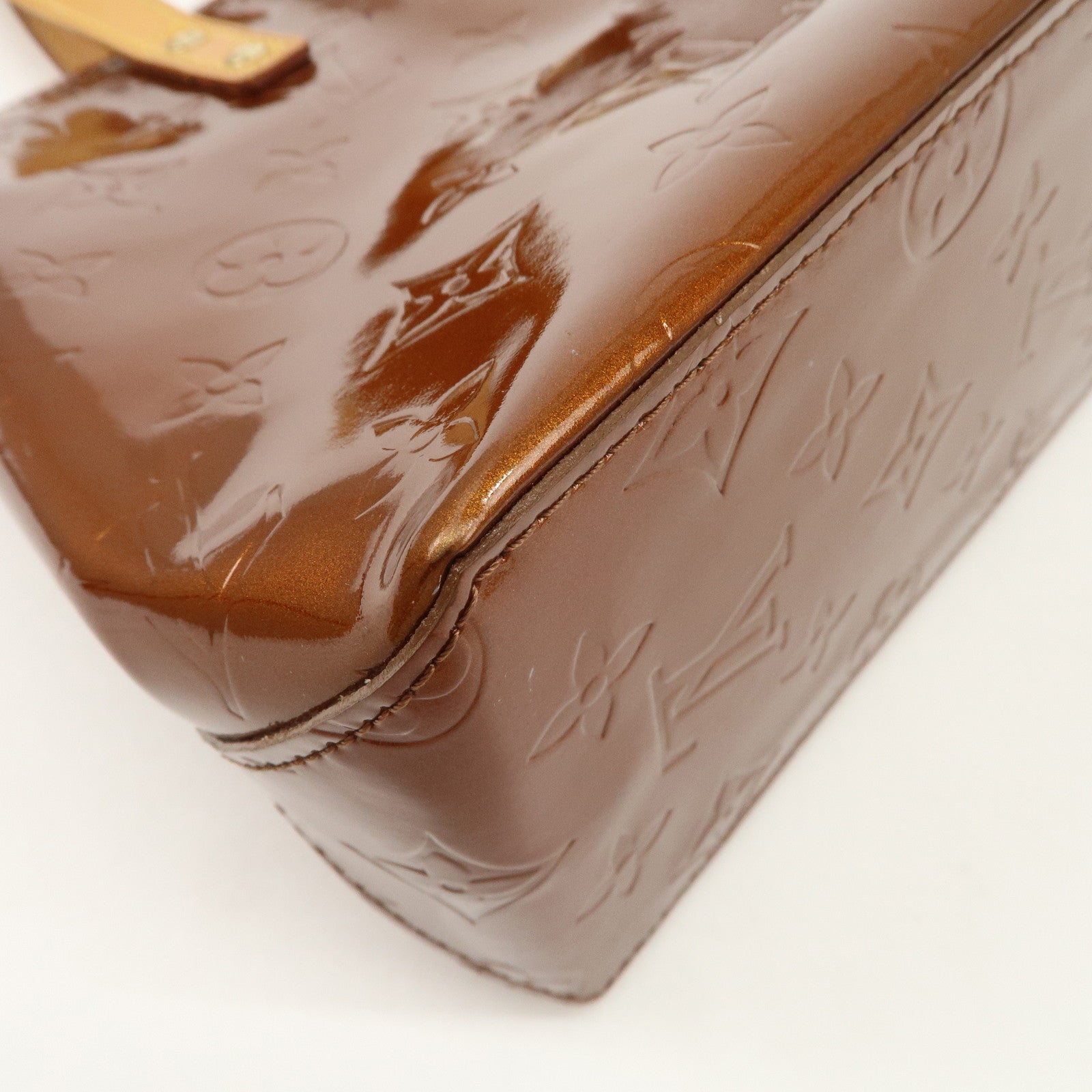 Louis Vuitton Monogram Vernis Lead PM Hand Bag Bronze M91146 Used